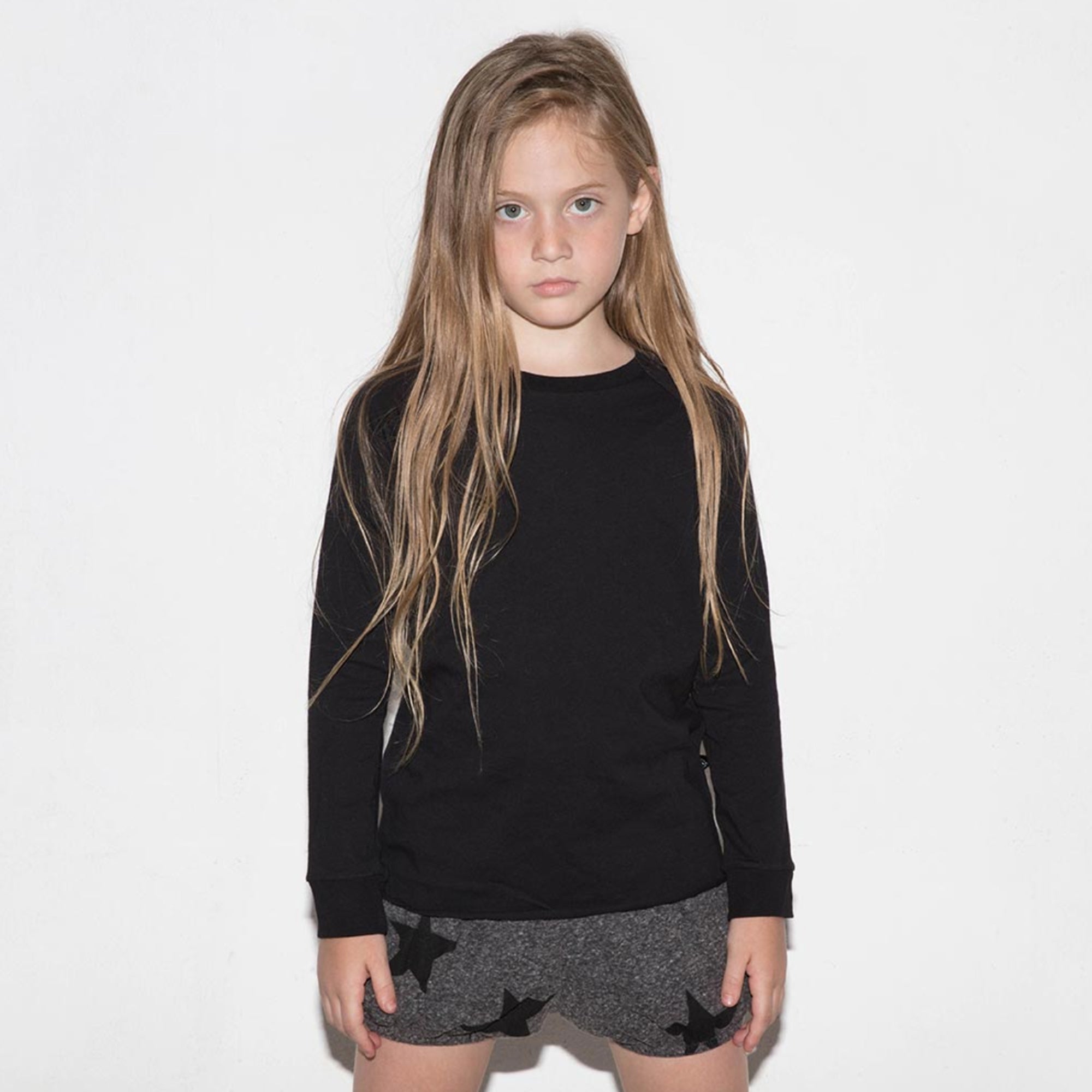 Boys&Girls Black&Grey Cotton Basic Raglan Shirt(2 Units)