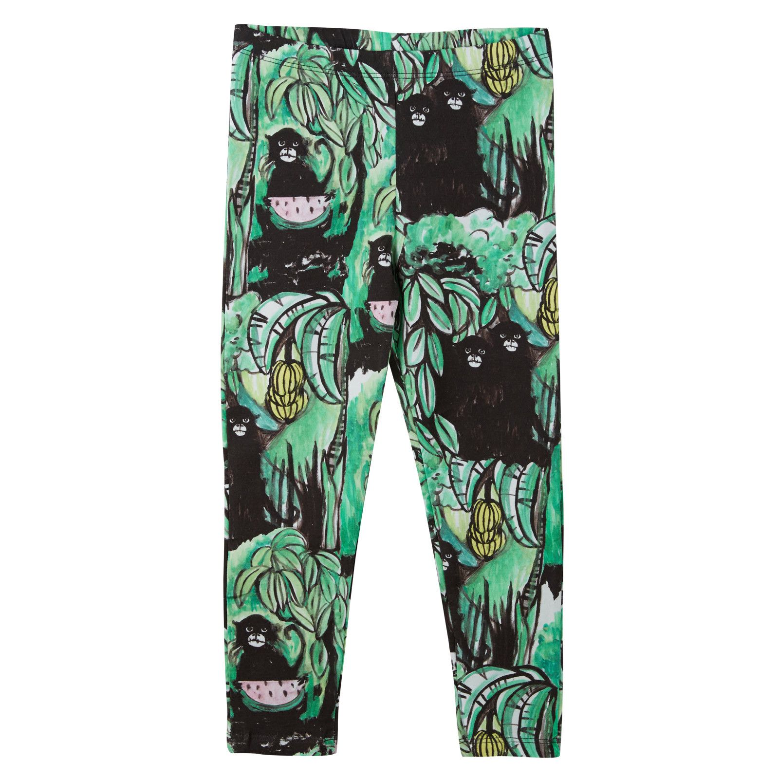 Boys&Girls Bright Green&Black Monkey Printed Leggings - CÉMAROSE | Children's Fashion Store - 1