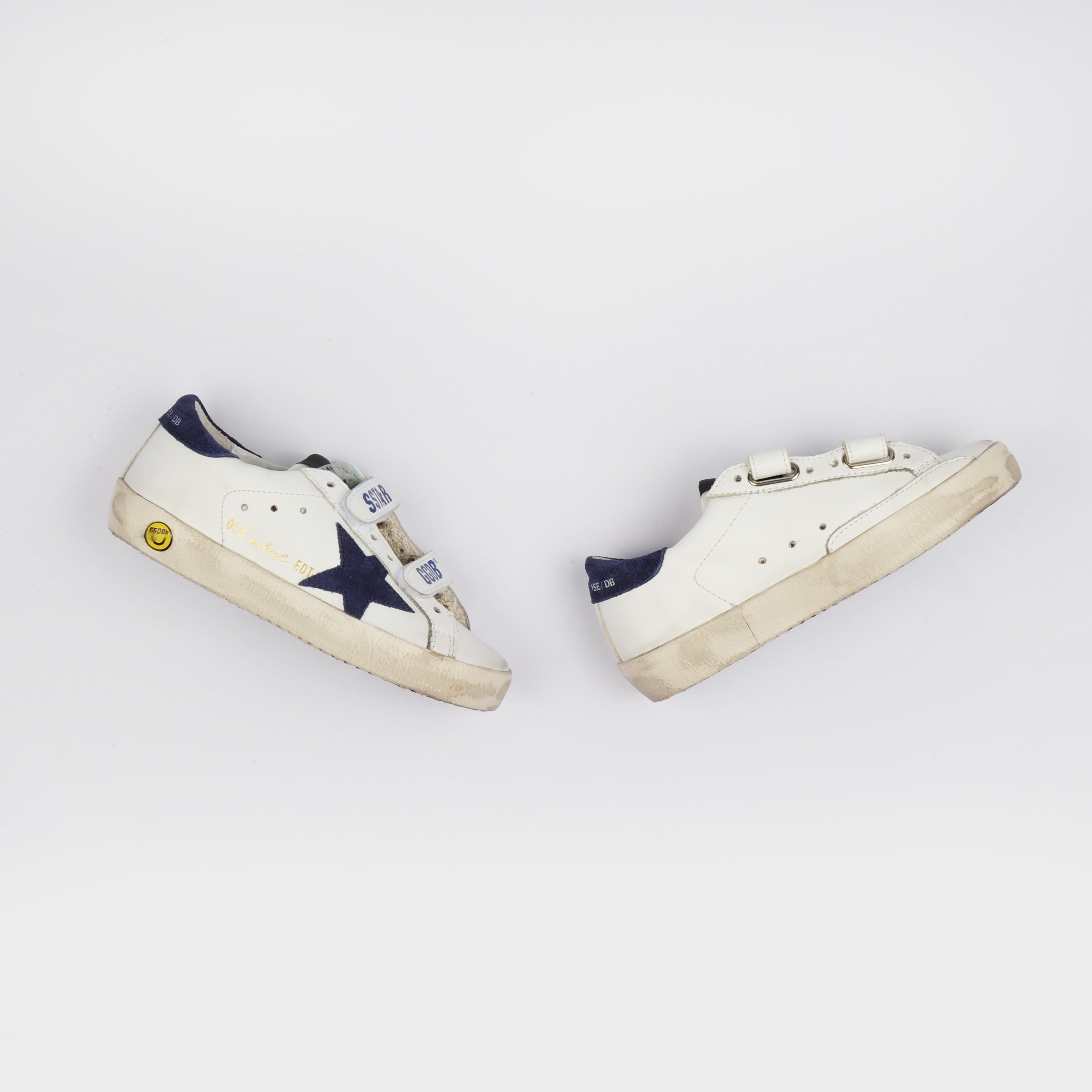 Boys & Girls White & Navy Leather Shoes