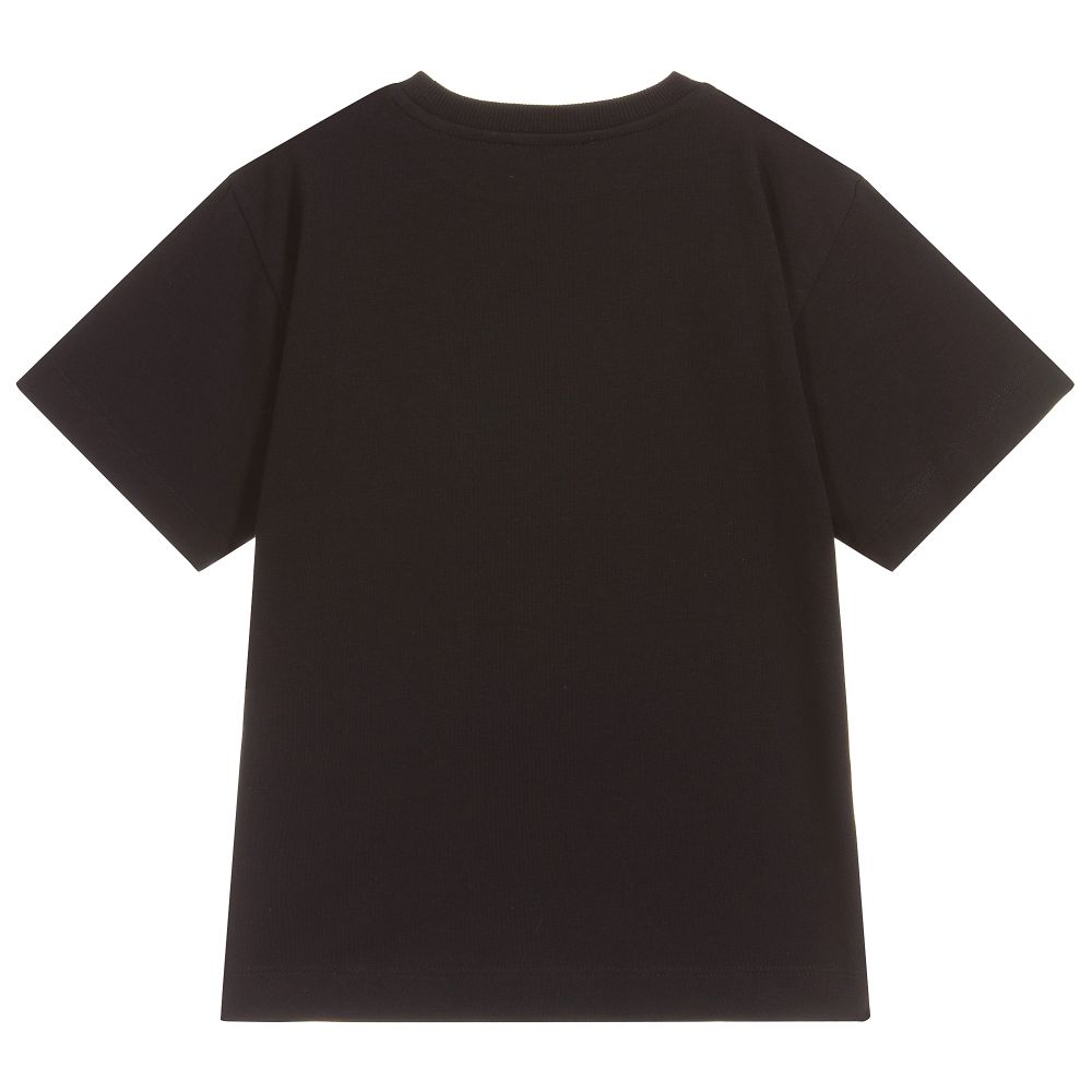 Boys & Girls Black Maxi Cotton T-Shirt