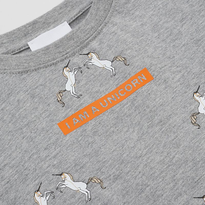 T-shirt en coton gris chiné pour fille