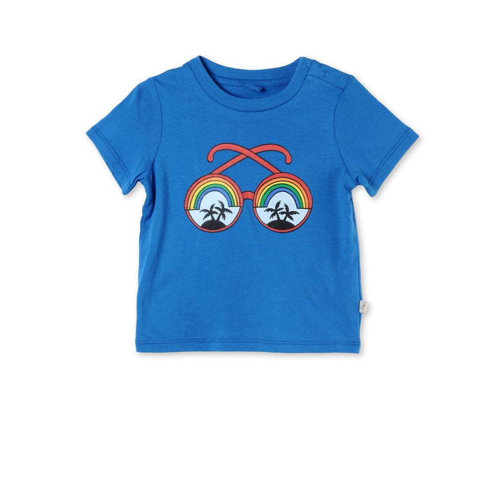 Baby Boys Blue Sunglasses Print Chuckle T-shirt - CÉMAROSE | Children's Fashion Store - 1