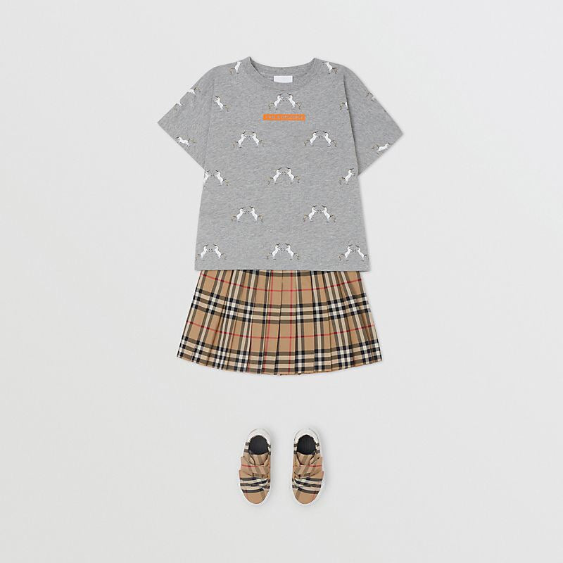 T-shirt en coton gris chiné pour fille