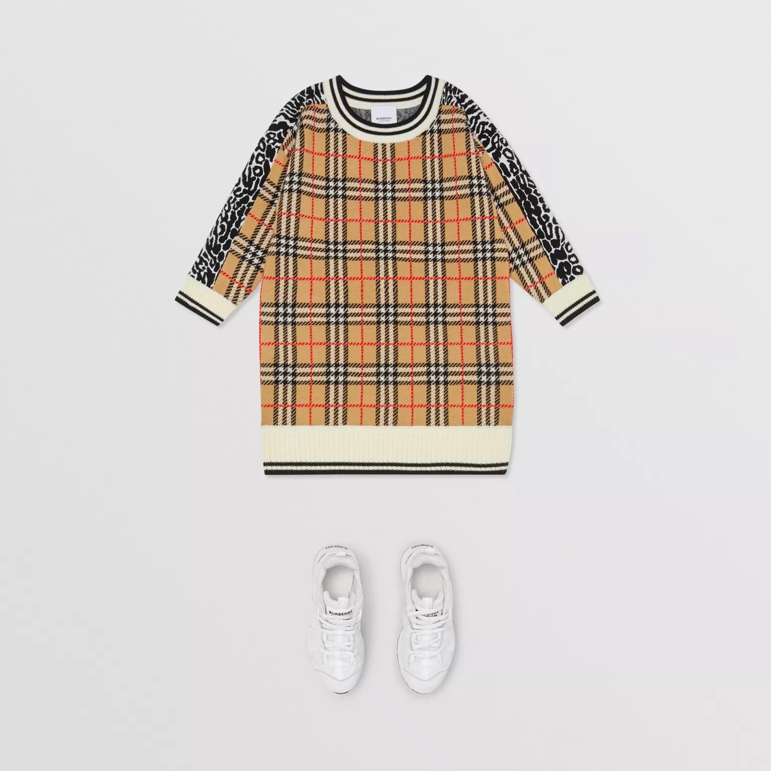 Robe en laine mérinos imprimé léopard pour filles