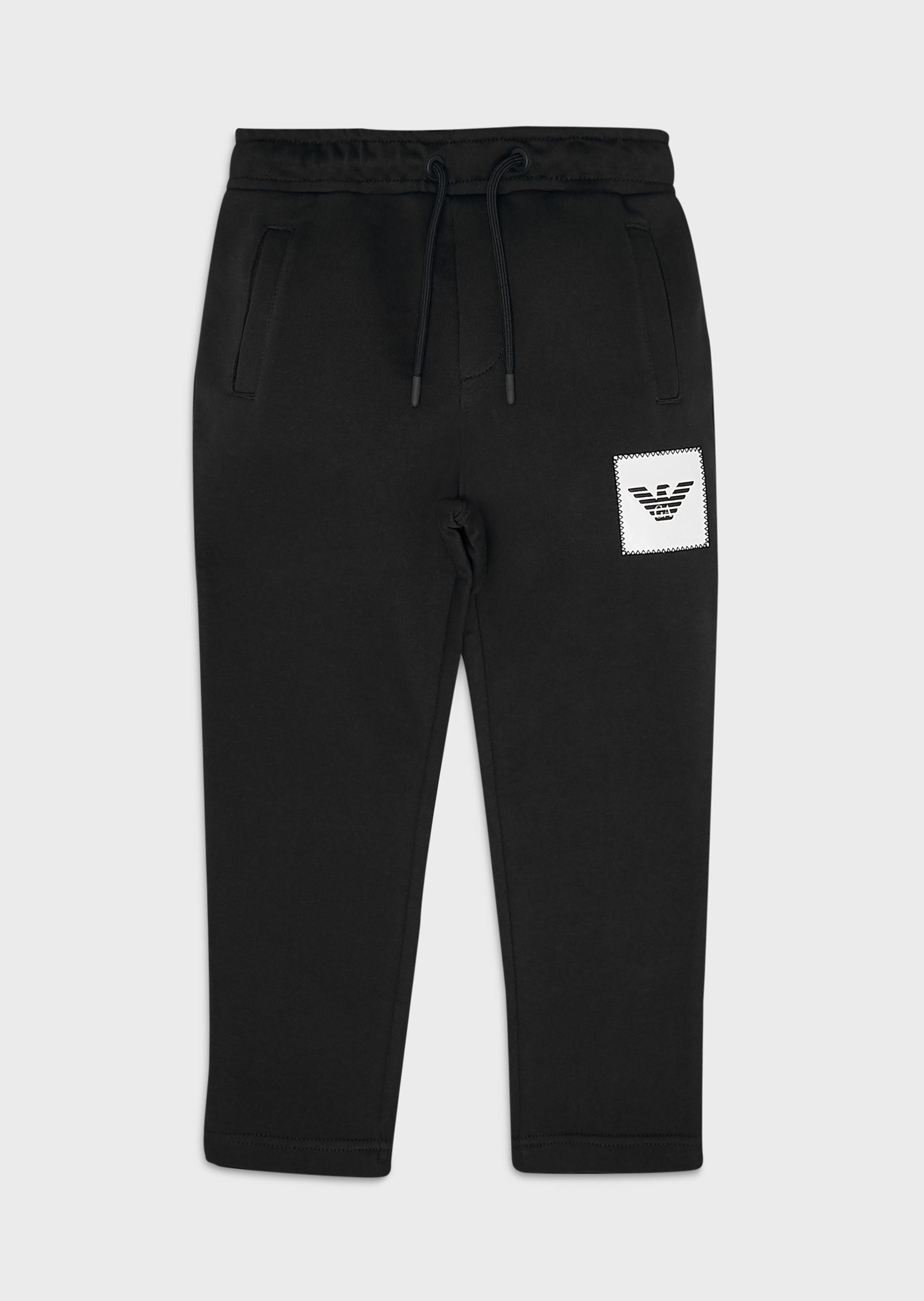 Boys Black Logo Cotton Trousers