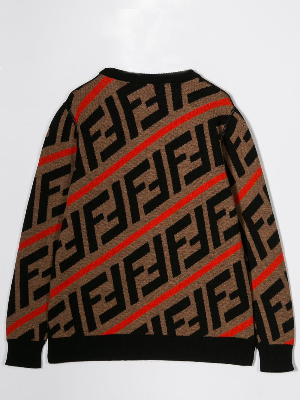 Boys Brown & Red FF Wool Sweater