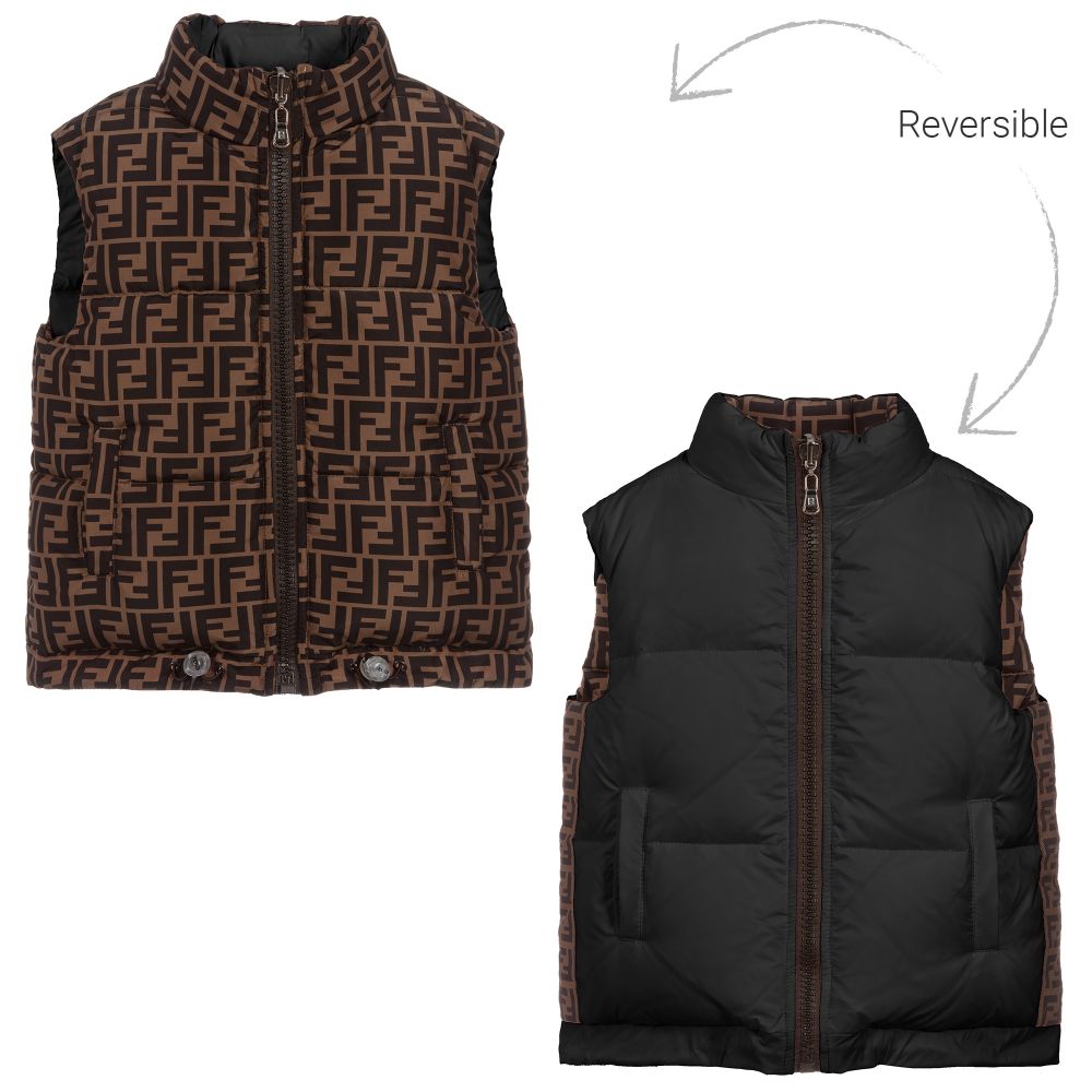 Boys & Girls Black Padded Down Reversible Gilet