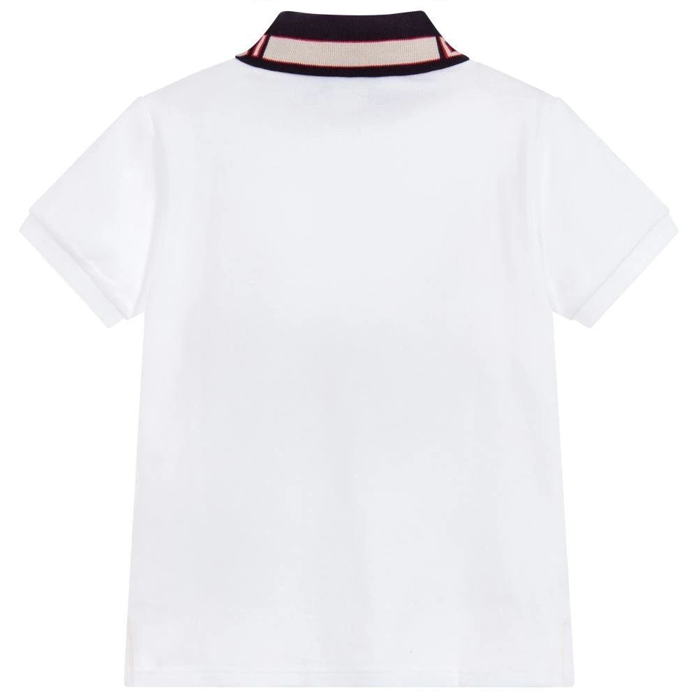 Boys White Cotton Polo Shirt
