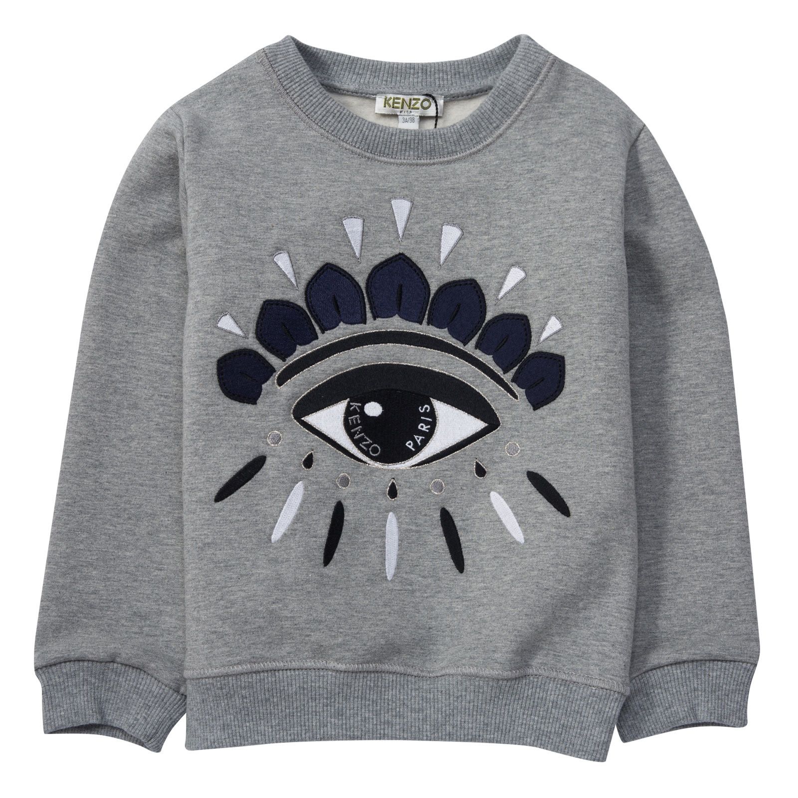 Boys Grey Eye Logo Embroidered Sweatshirt - CÉMAROSE | Children's Fashion Store - 1
