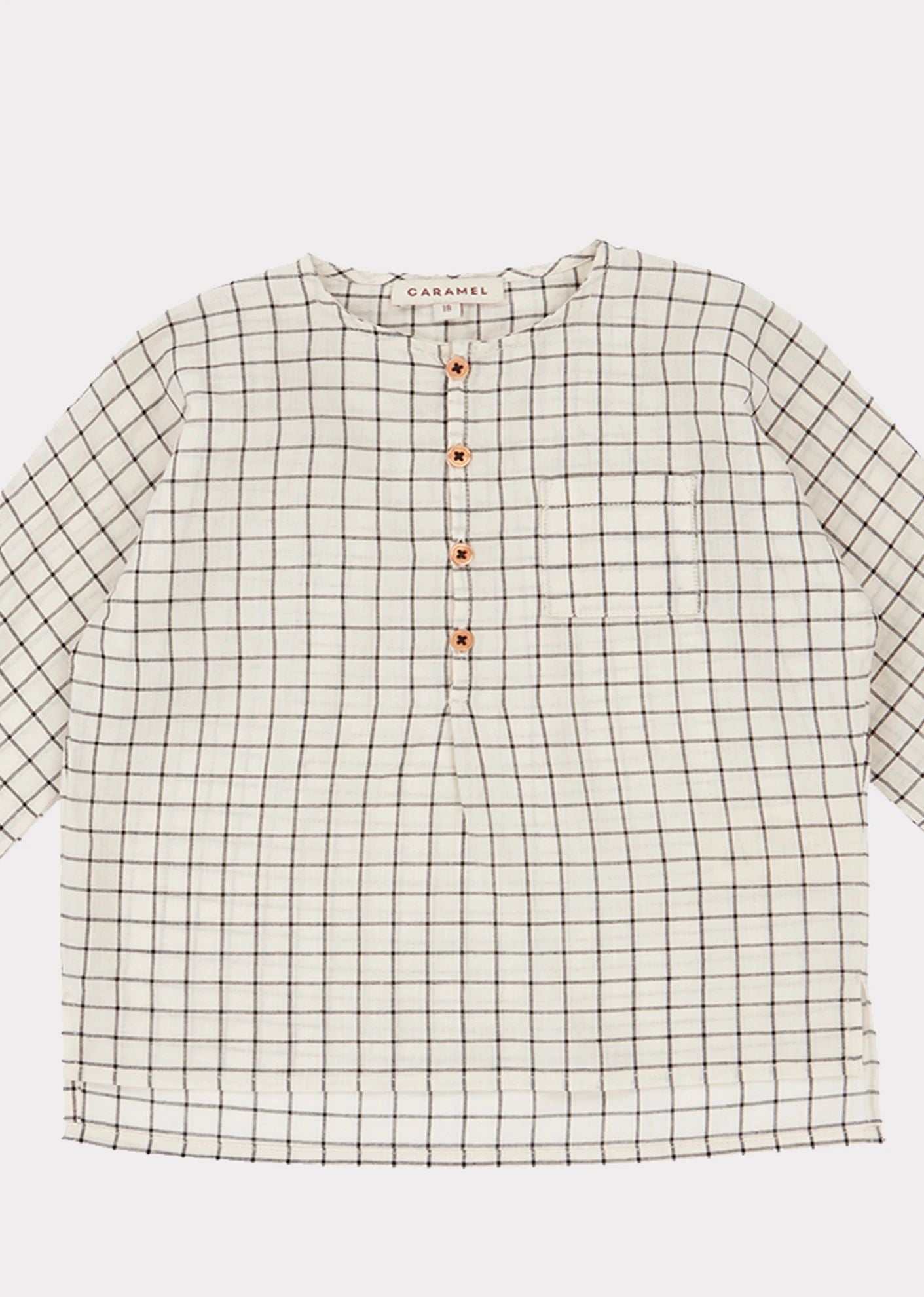 Chemise à carreaux en coton noir et blanc pour bébés garçons