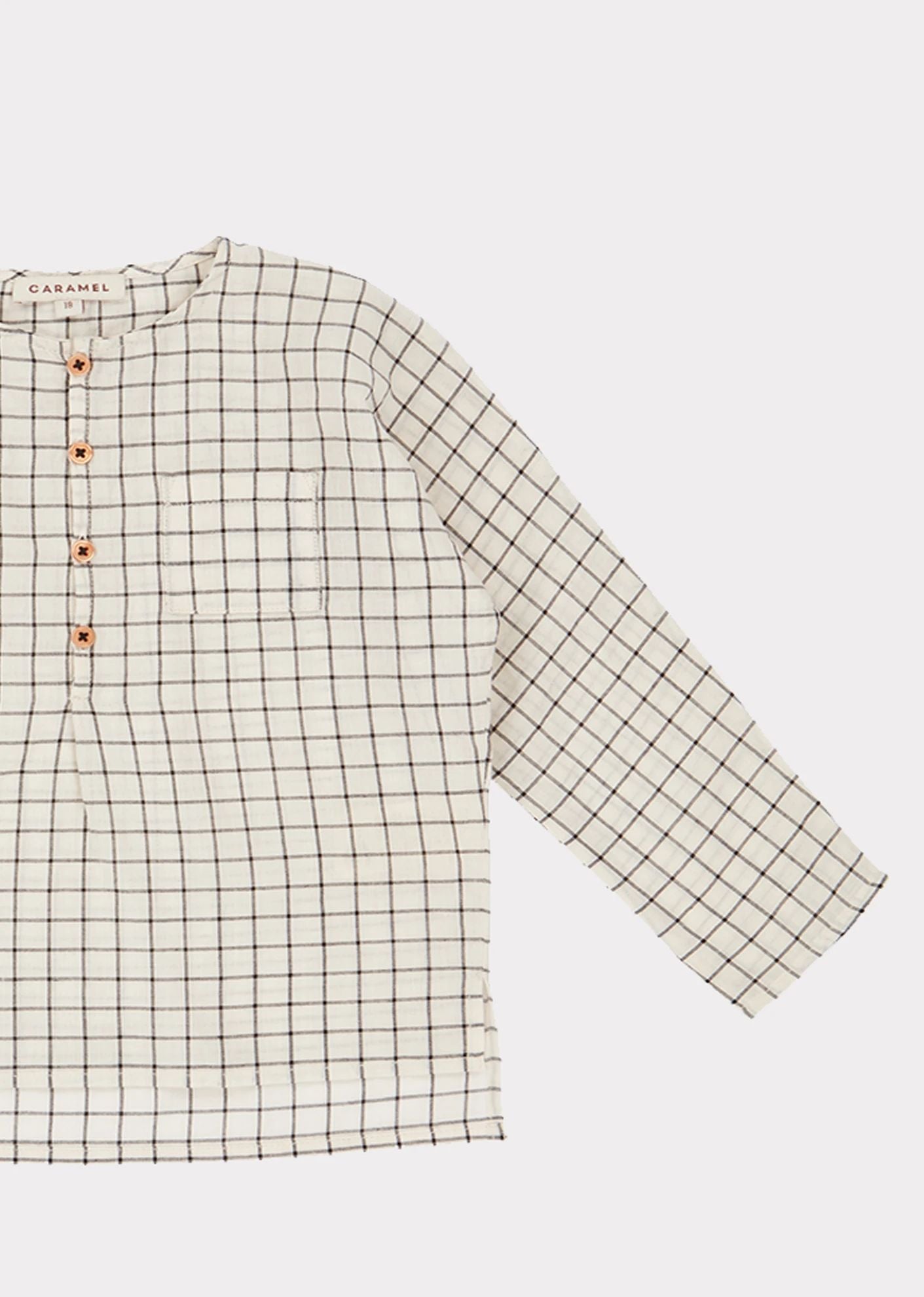 Chemise à carreaux en coton noir et blanc pour bébés garçons