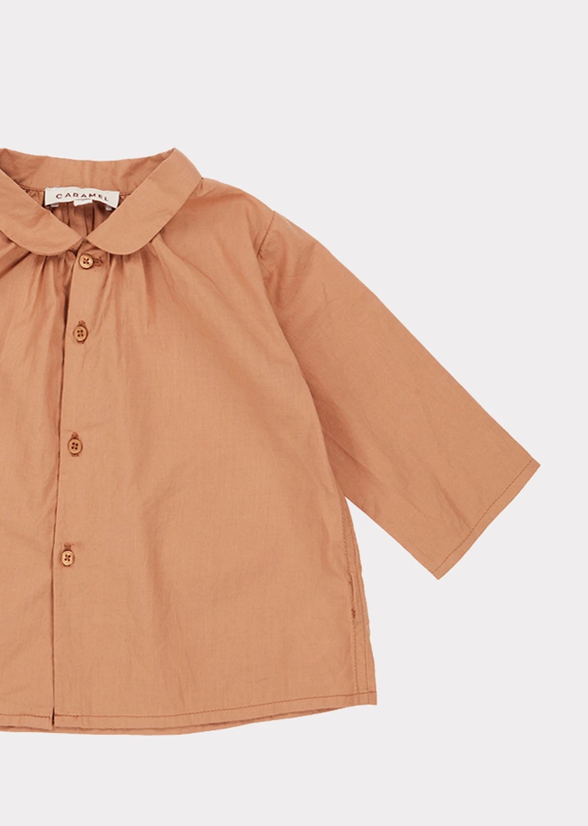 Chemise en coton couleur caramel pour bébé fille