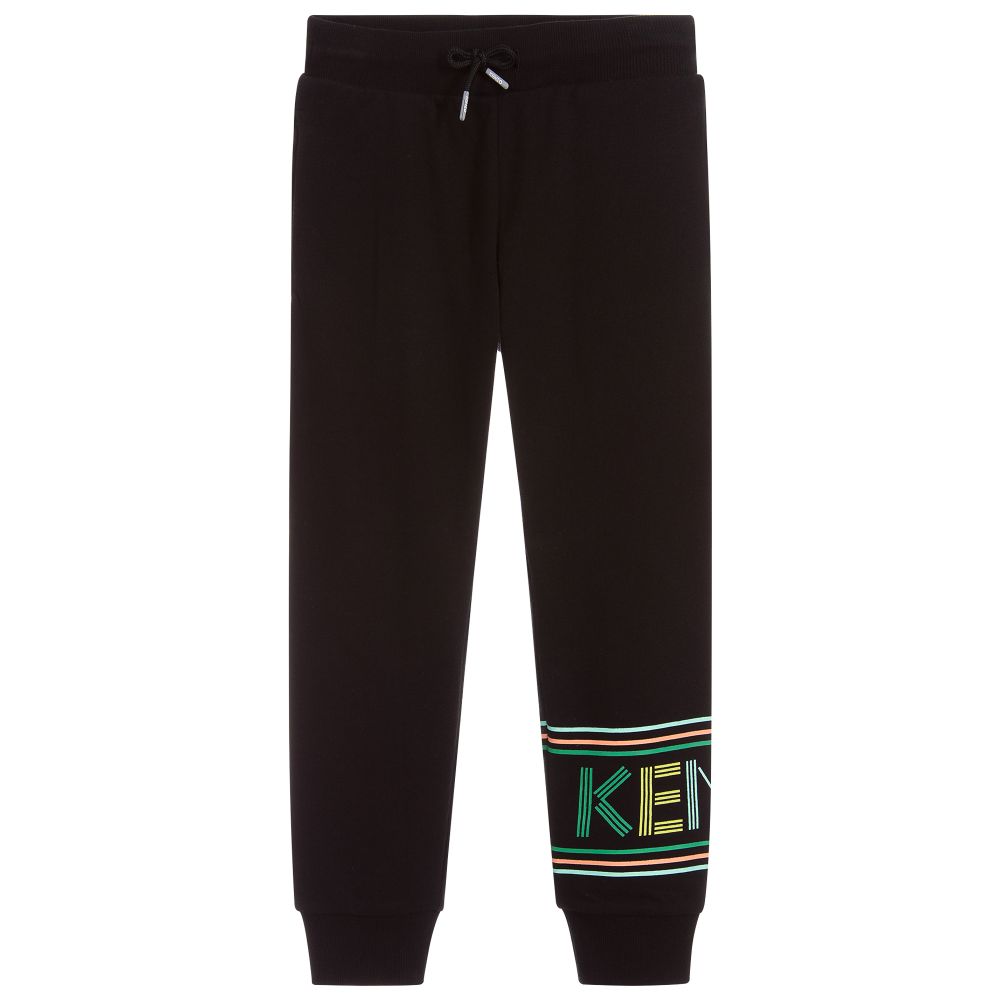 Boys Black Logo Cotton Trousers
