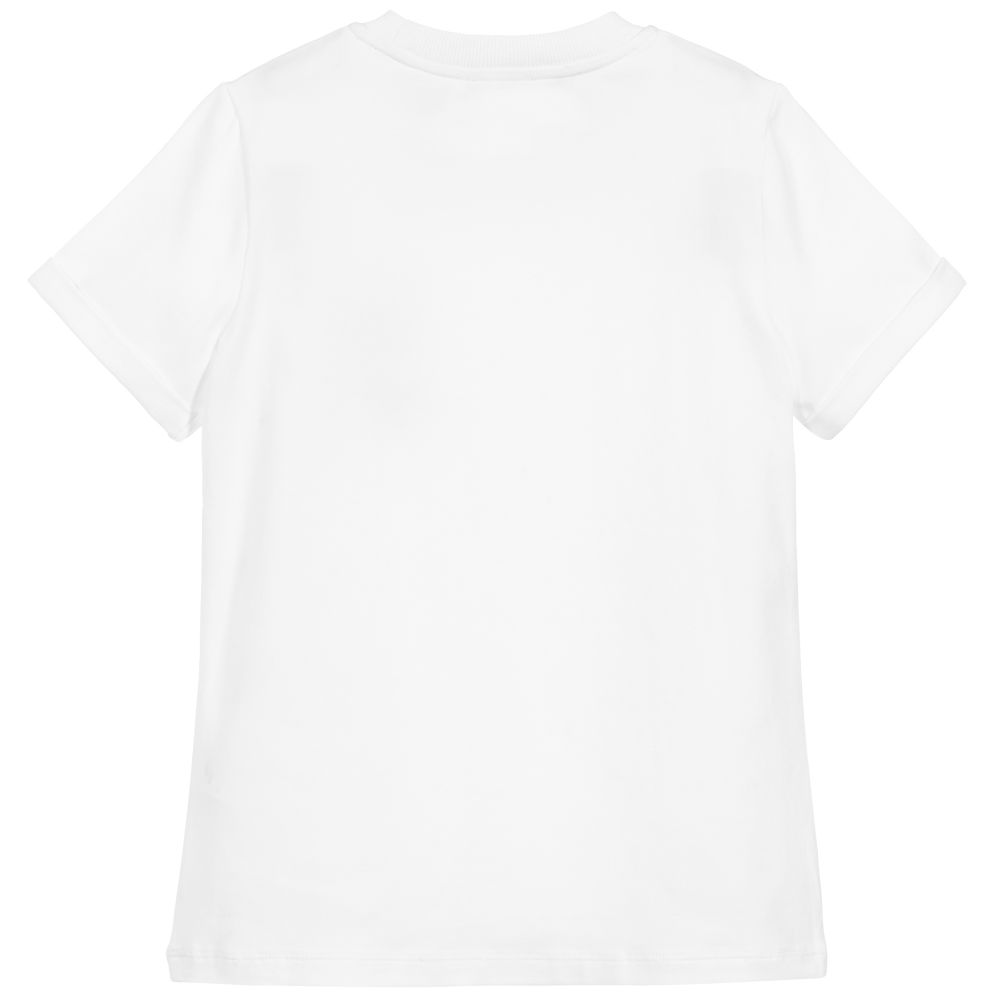 Boys & Girls White Cotton T-shirt