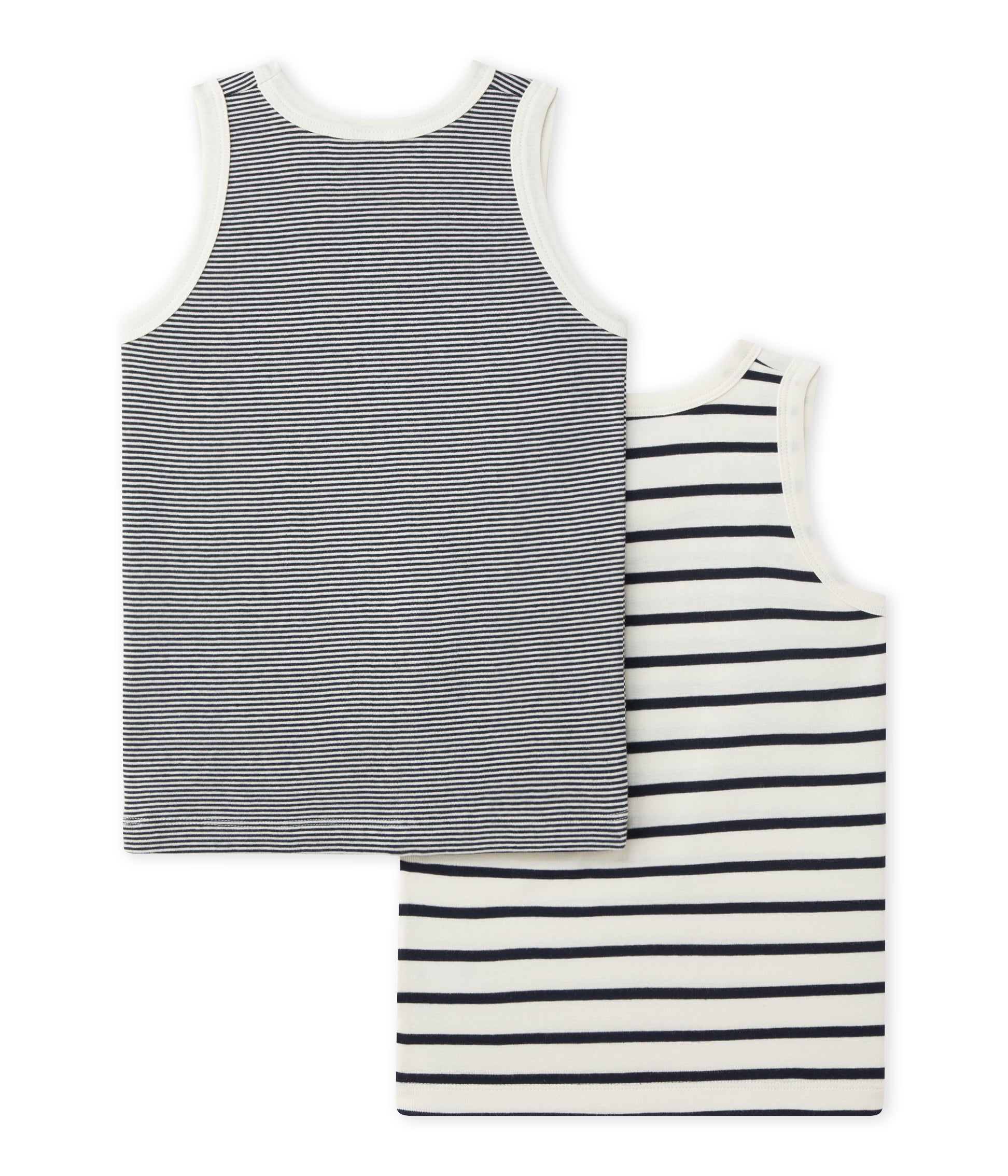 Boys White & Black Cotton Vest Sets