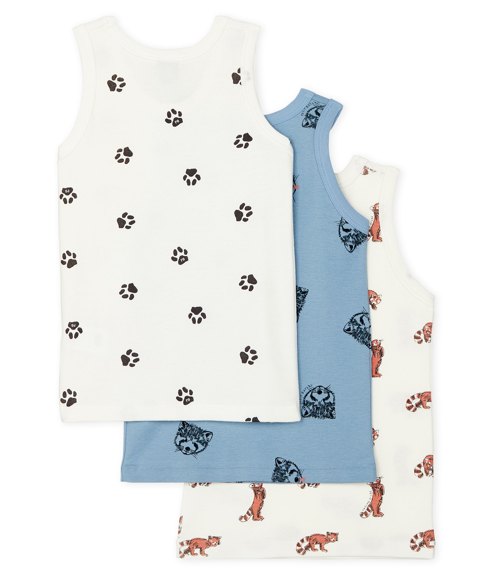 Boys White & Blue Cotton Vest Sets