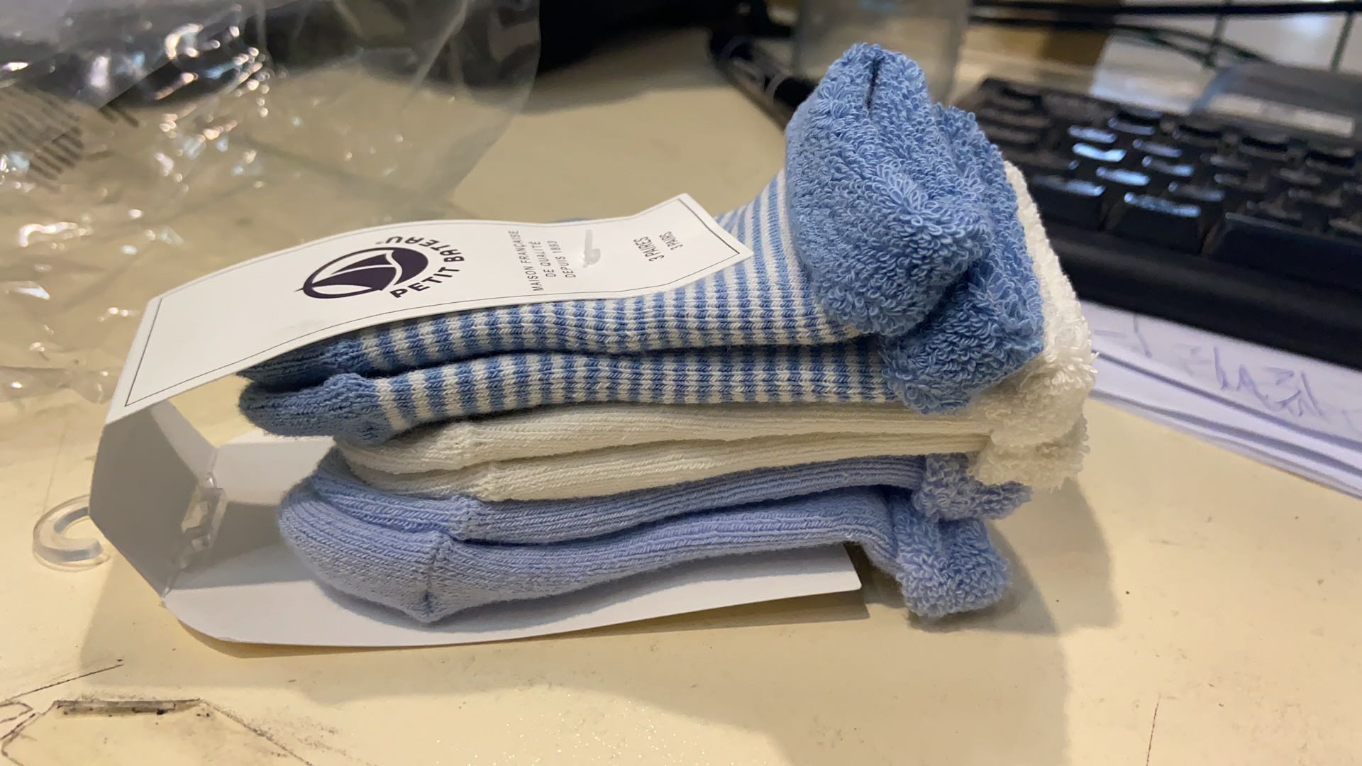 Baby Girls Beige & Blue Cotton Socks Sets