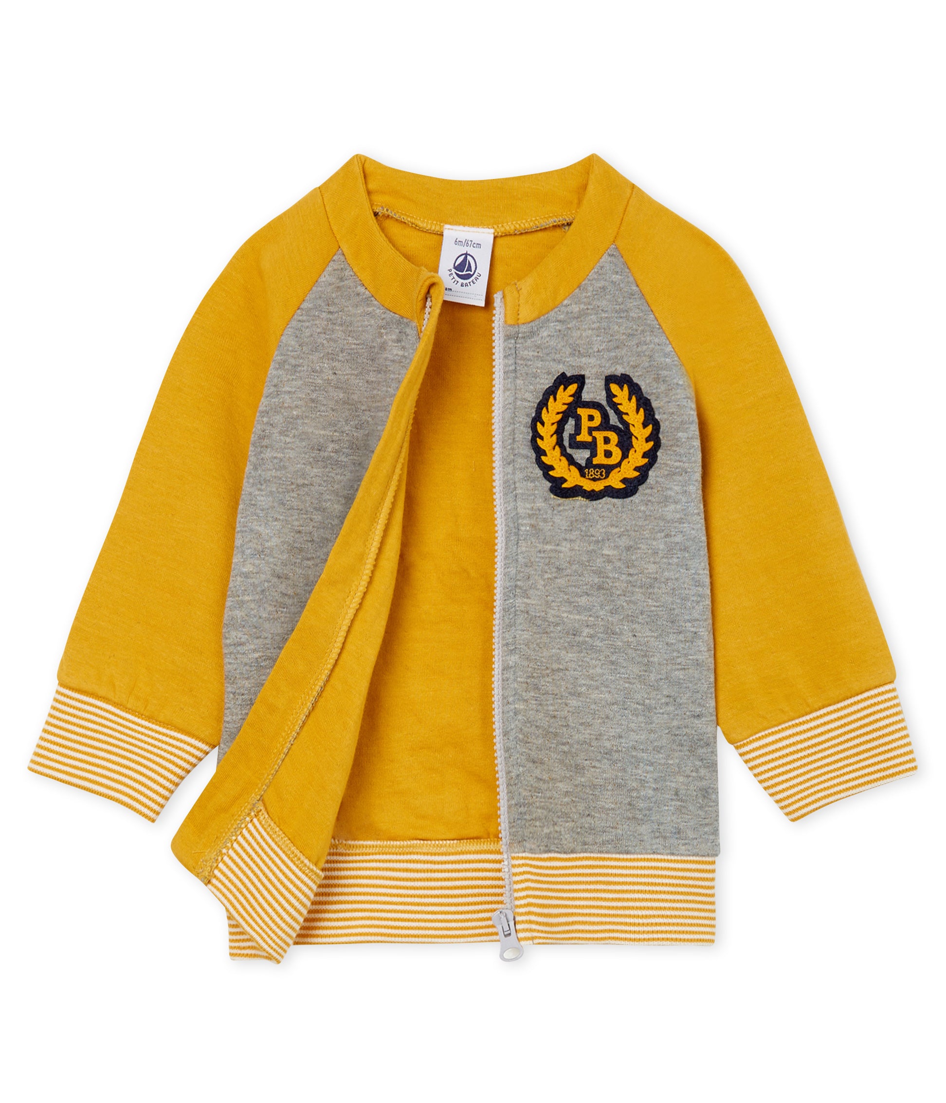 Baby Boys Grey & Yellow Cotton Cardigan
