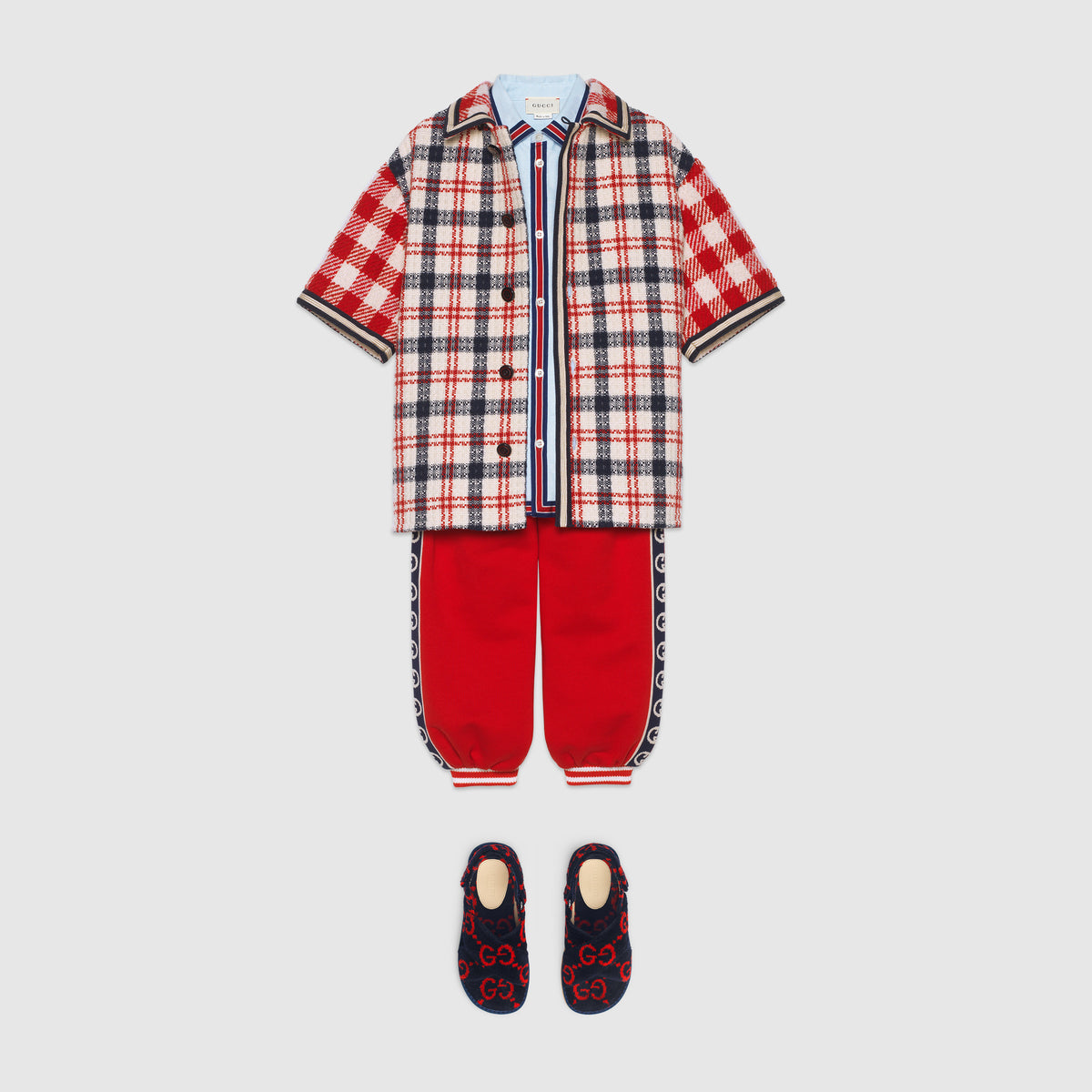 Pantalon GG en coton rouge pour garçons et filles