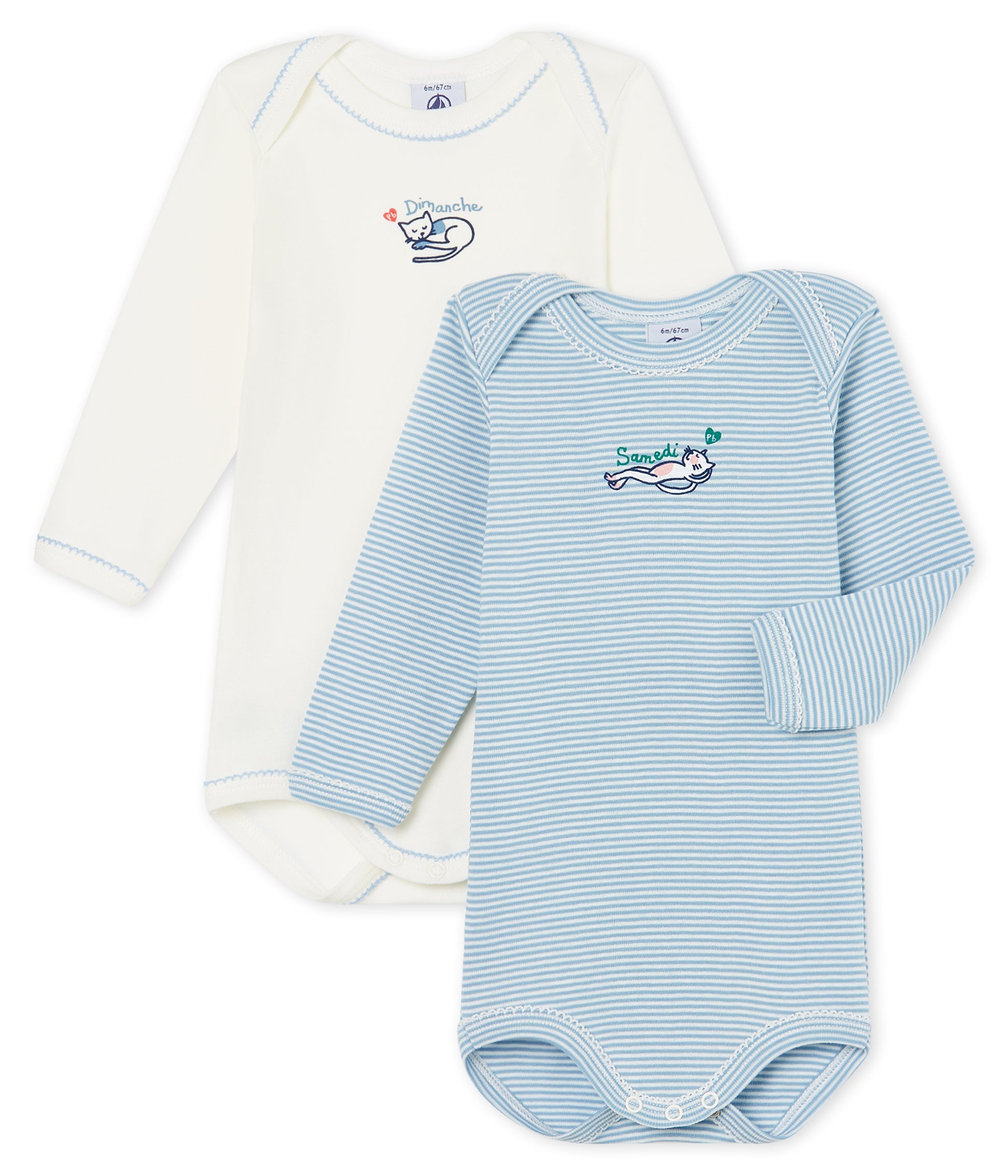 Baby Boys White & Blue Cotton Sets