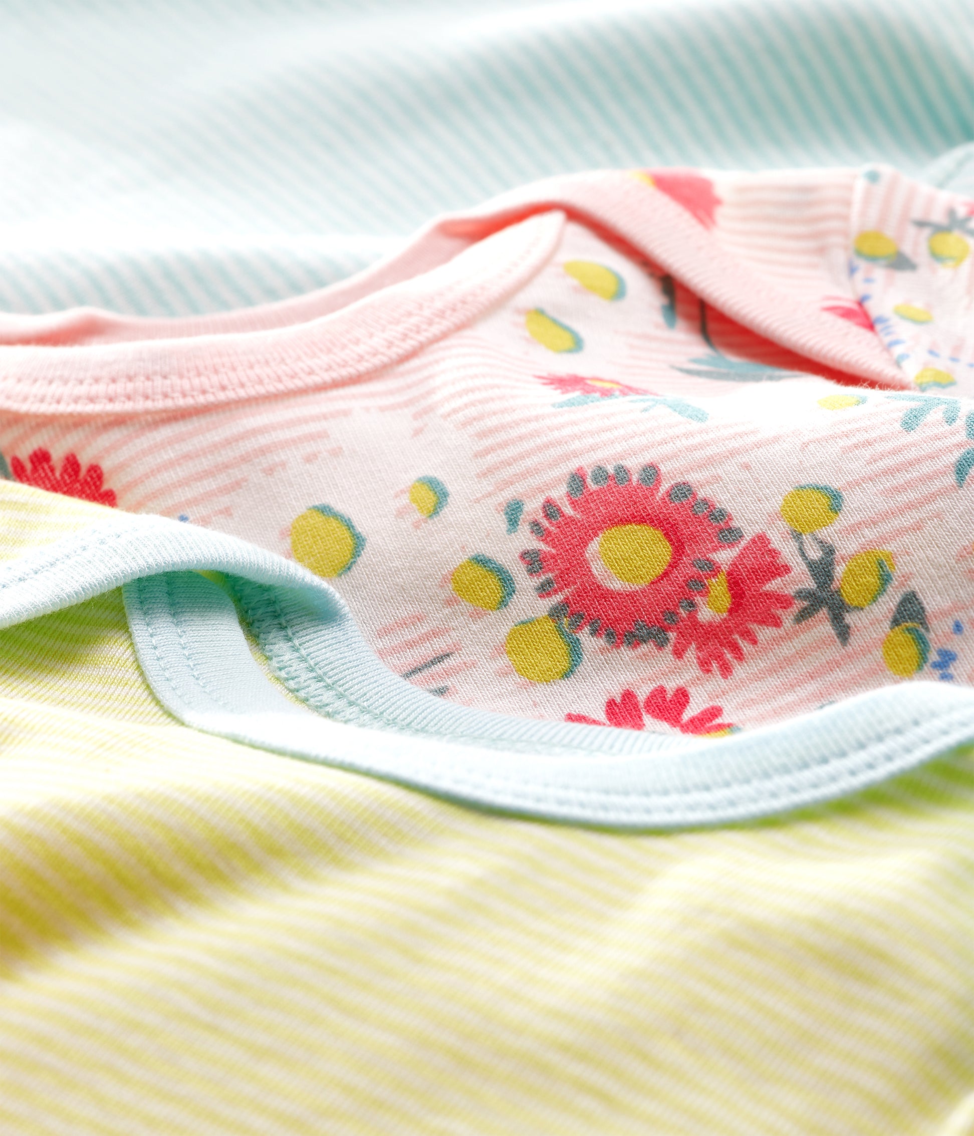 Lot de 3 grenouillères en coton multicolore pour bébé fille