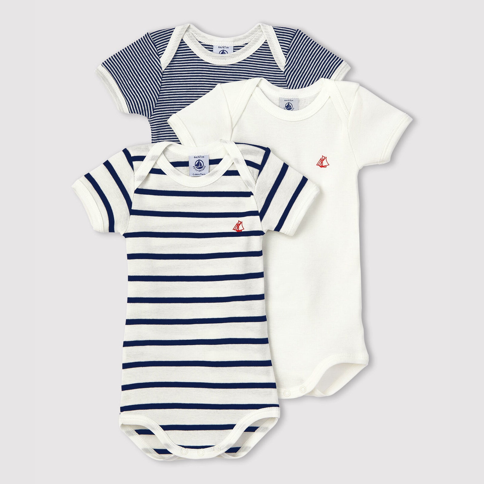 Baby Boys & Girls Tricolor Cotton Babysuit Set(3 Pack)