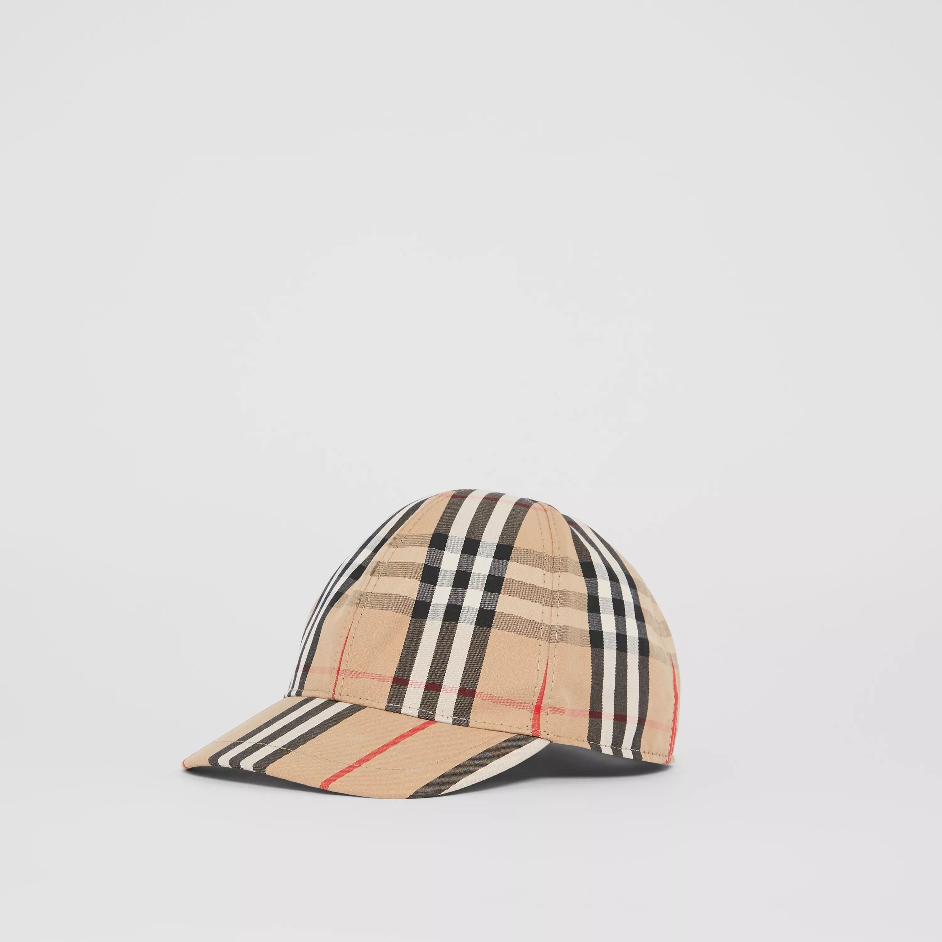 Casquette en coton à carreaux beige pour garçon et fille