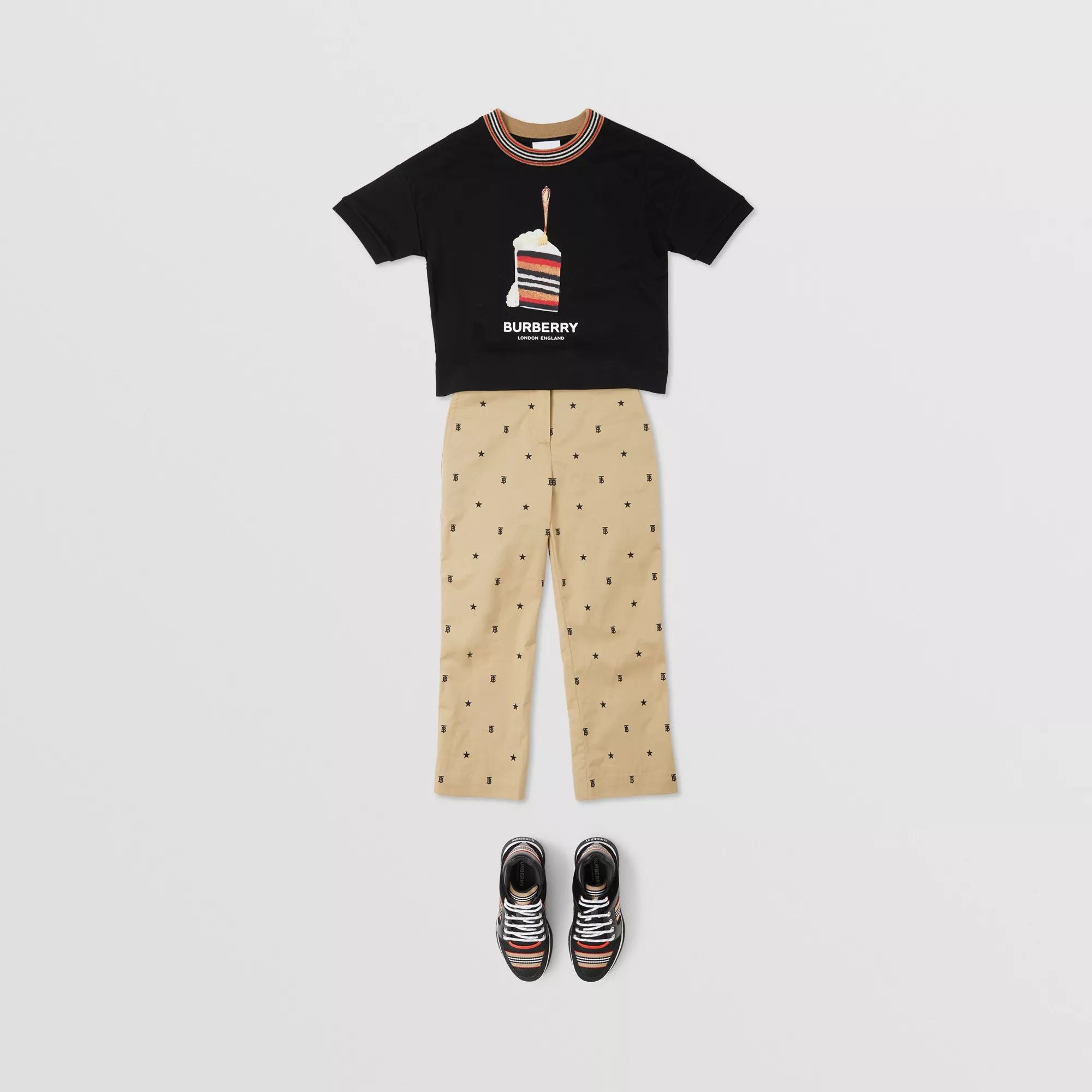 T-shirt noir en coton imprimé pour fille