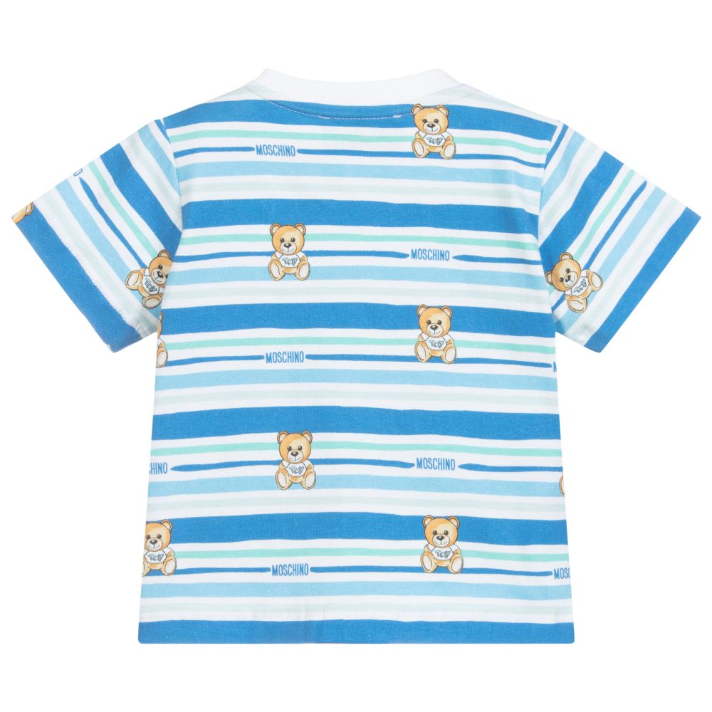 T-shirt rayé bleu pour bébés garçons et filles