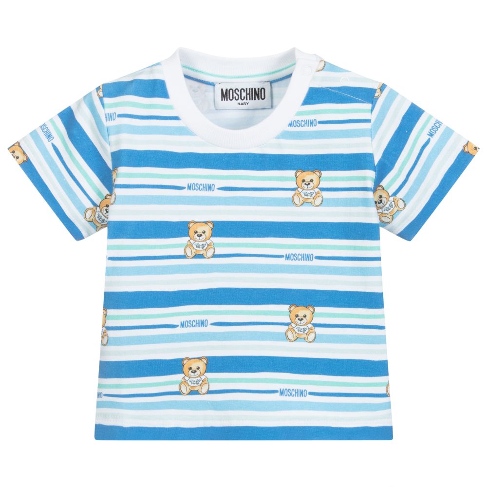 T-shirt rayé bleu pour bébés garçons et filles