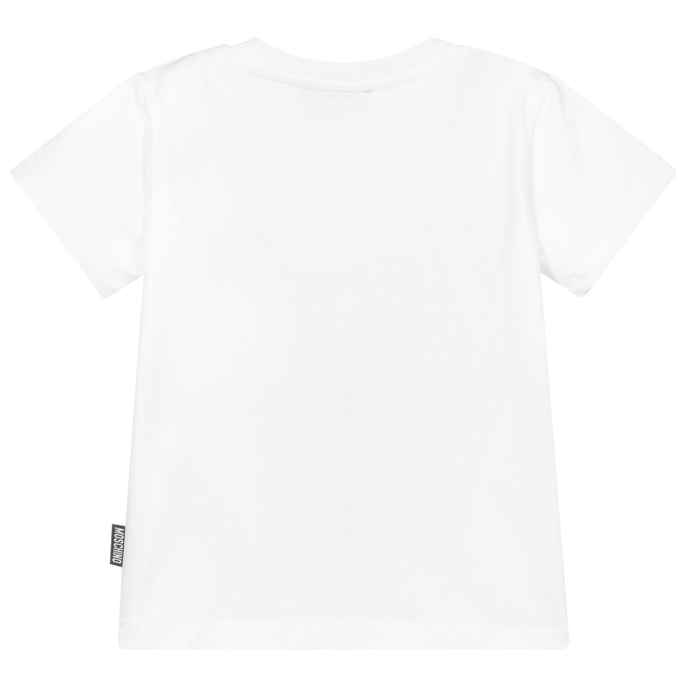 T-shirt en coton blanc à logo pour bébés garçons et filles