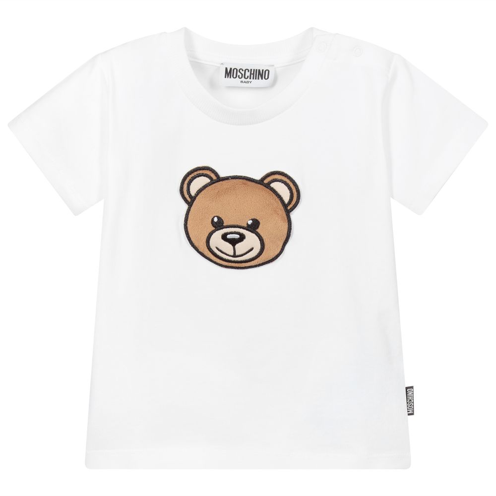 T-shirt en coton blanc à logo pour bébés garçons et filles