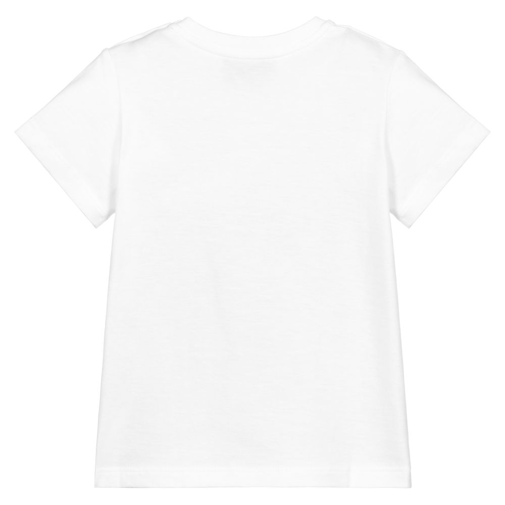 T-shirt blanc en coton à logo pour bébé garçon