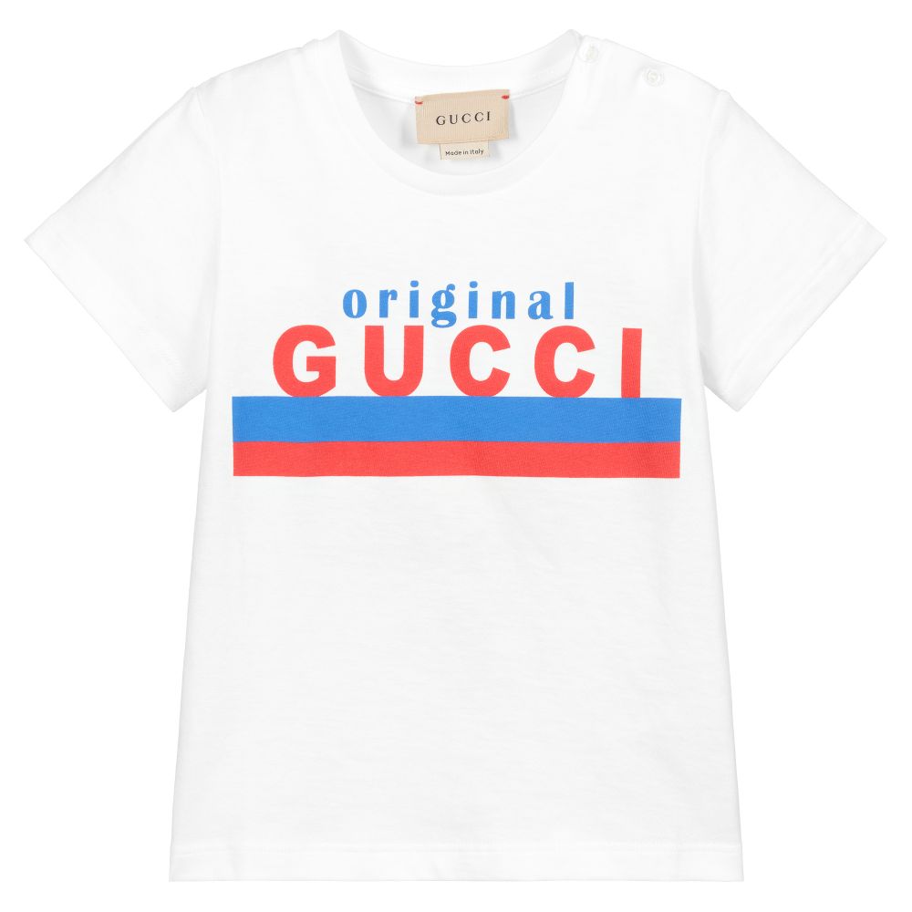 T-shirt blanc en coton à logo pour bébé garçon