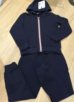 Boys Navy Blue Cotton Hooded Tops&Bottoms Tracksuit - CÉMAROSE | Children's Fashion Store