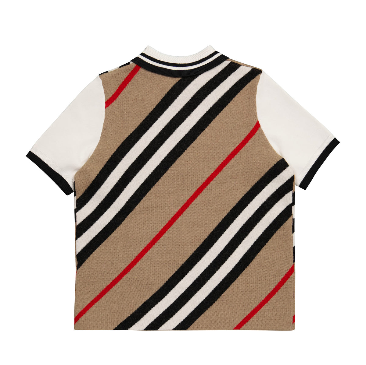 Polo enfant en laine rayée beige