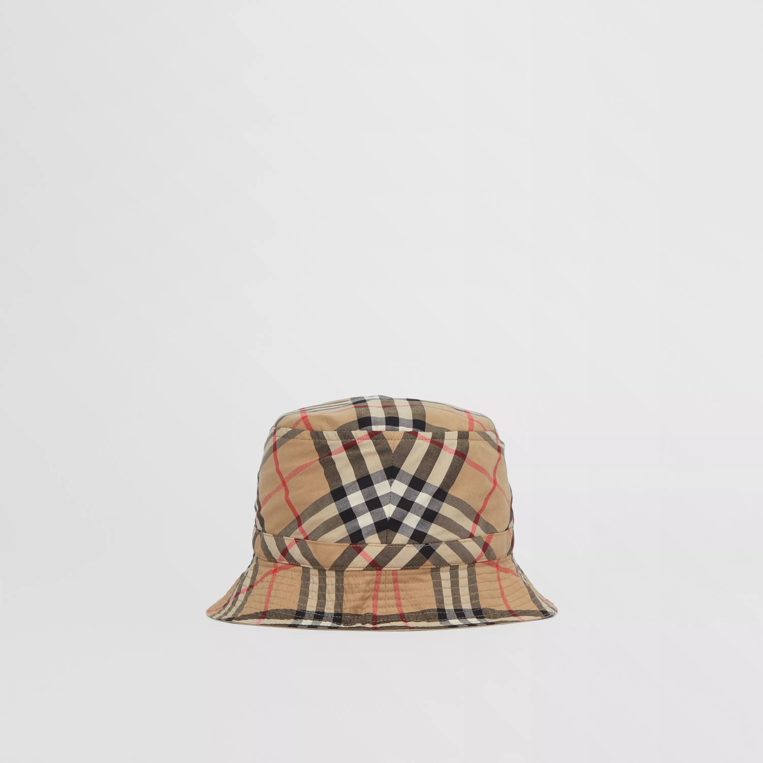 Chapeau en Coton à Carreaux Beige pour Garçons et Filles