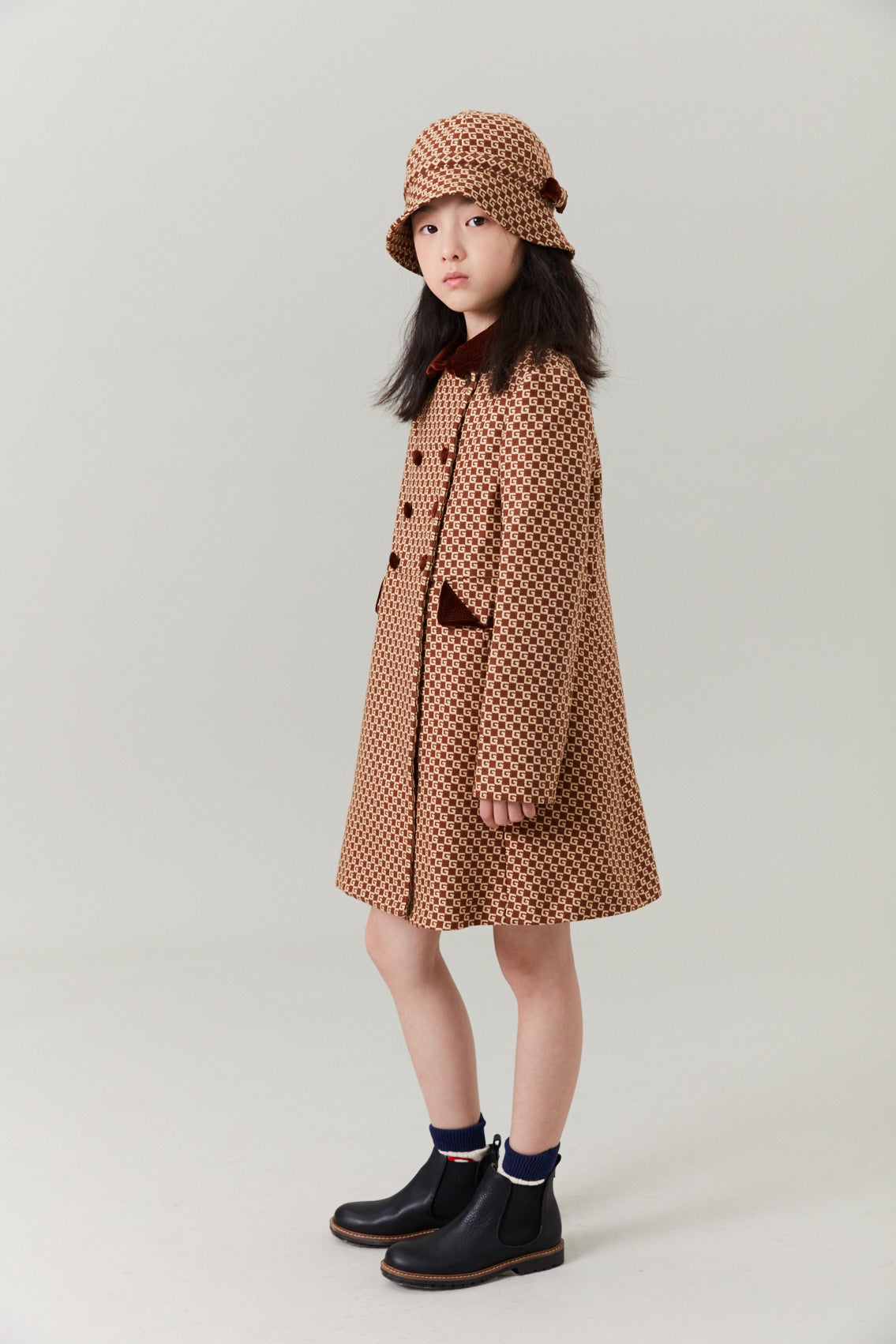 Manteau GG marron pour fille