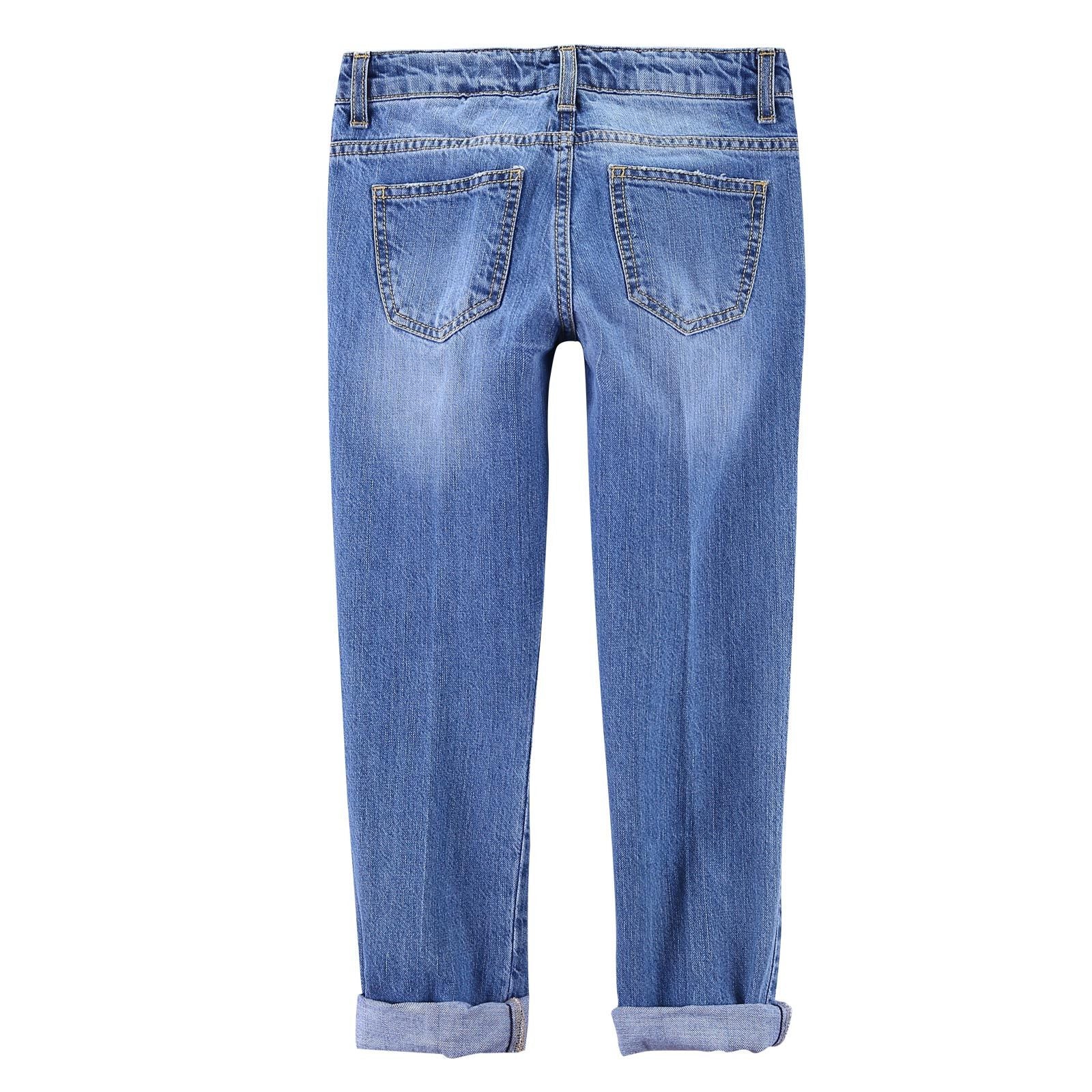 Girls Blue Patch Birds Trims Cotton Denim Jeans - CÉMAROSE | Children's Fashion Store - 2