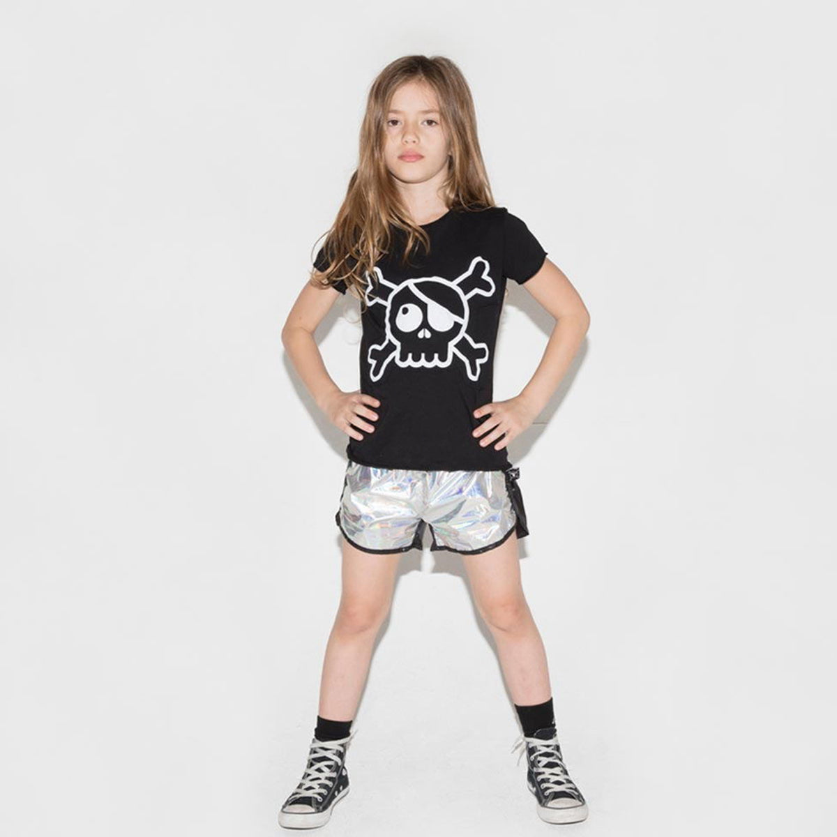 Boys&Girls Black Printed Cotton T-shirt