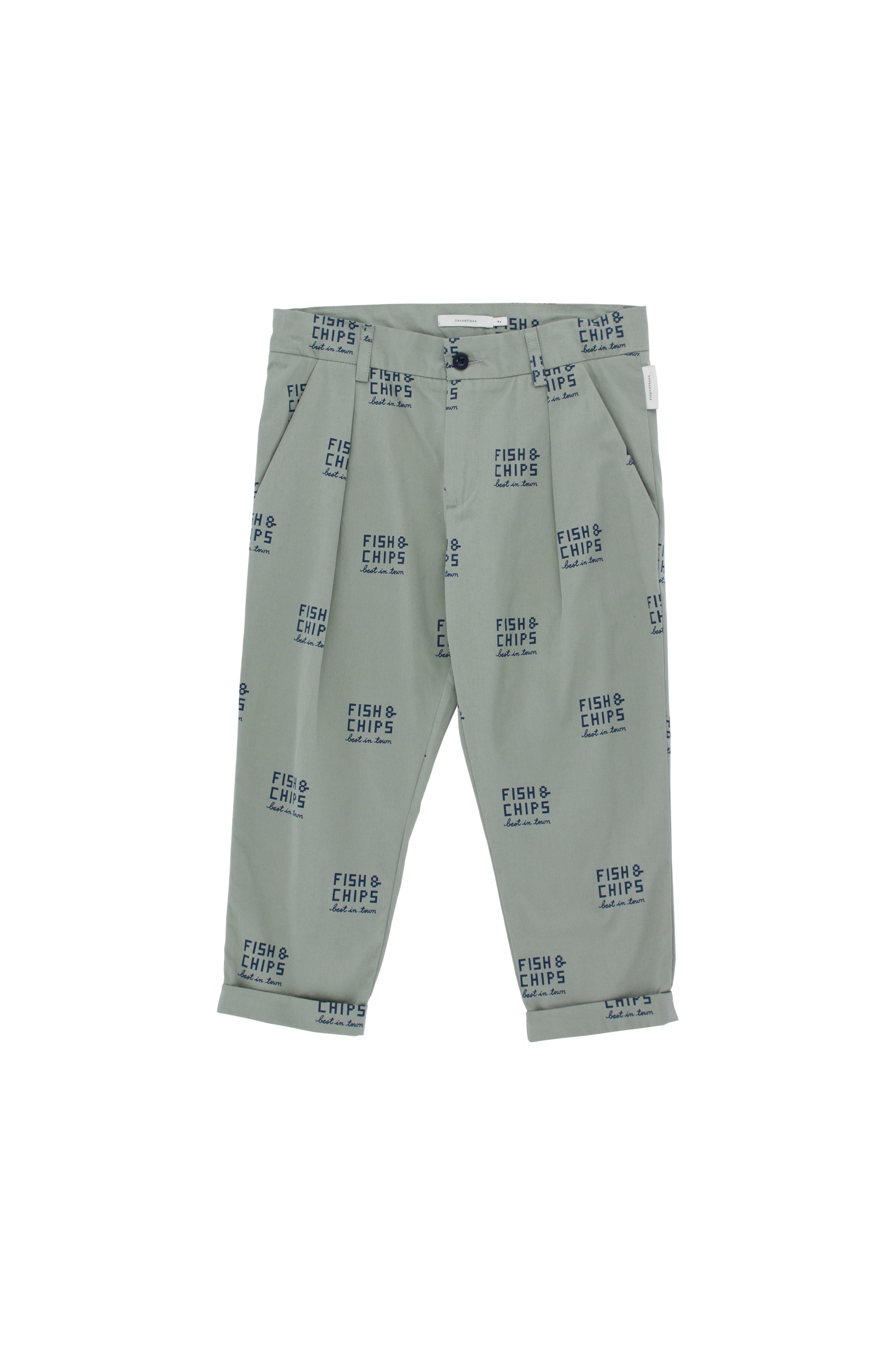 Boys Dark Pistacho & Navy Cotton Trpusers