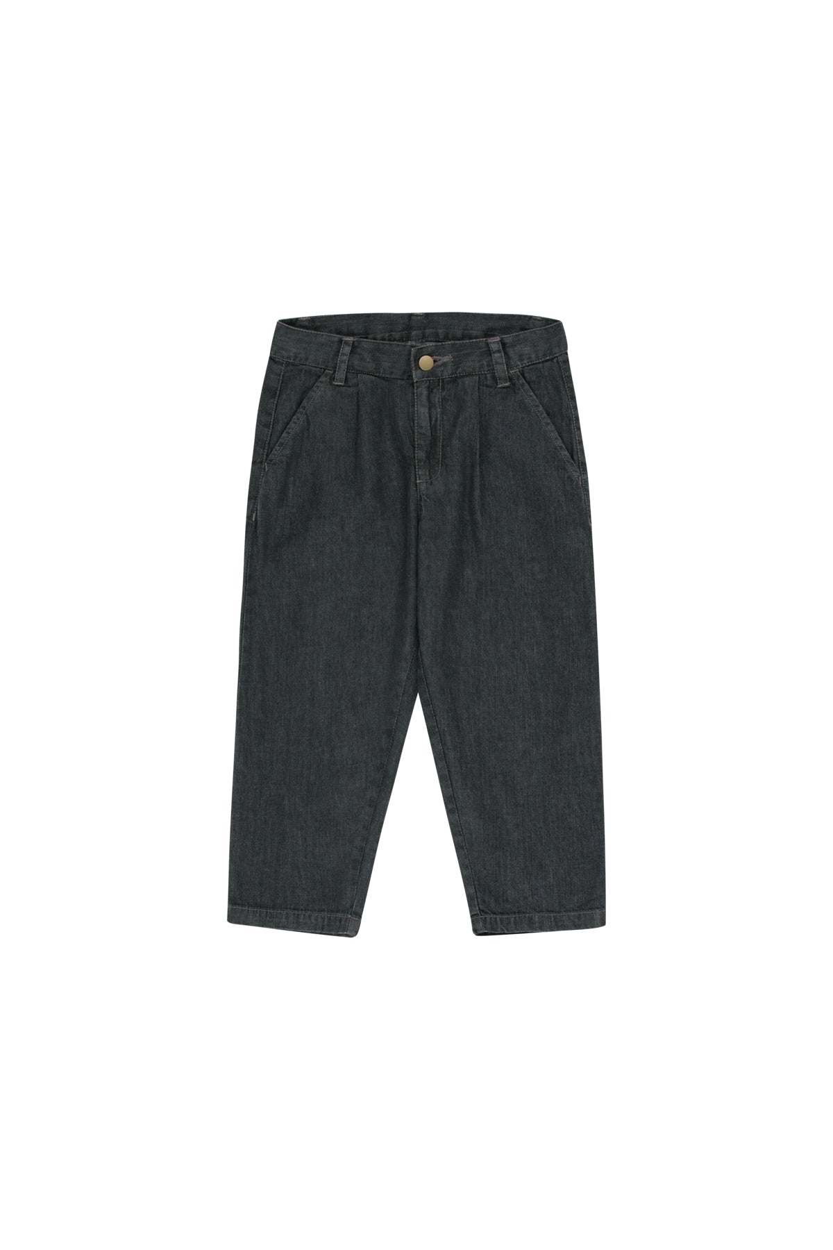 Boys & Girls Black Pleated Denim Trousers