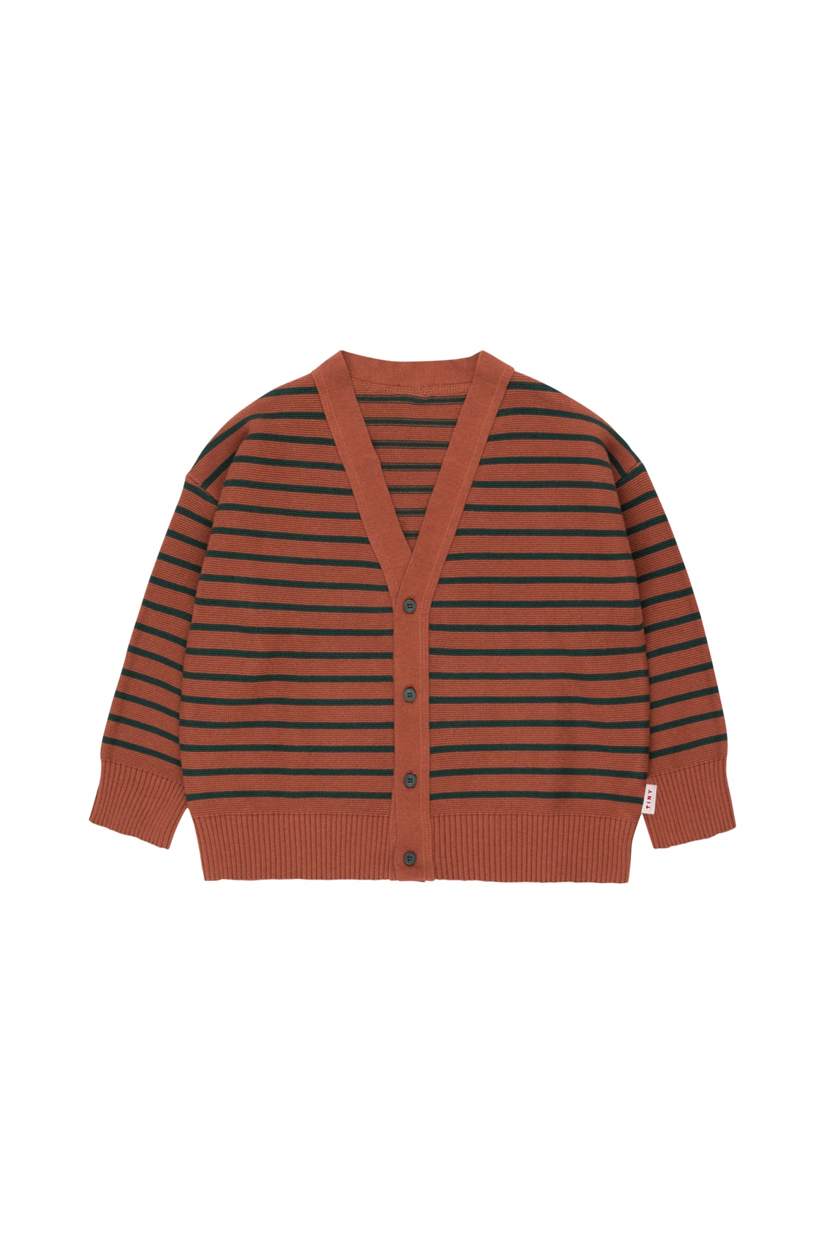 Boys & Girls Dark Brown Striped Cotton Cardigan