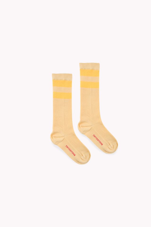 Boys & Girls Beige Striped Cotton High Socks