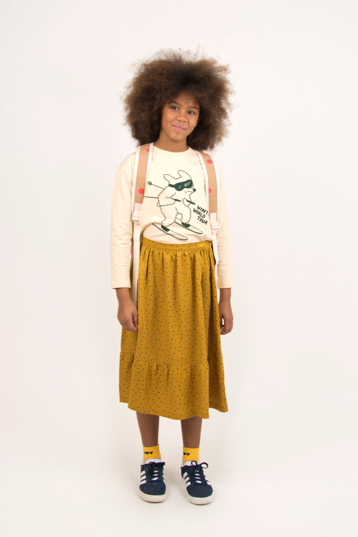 Boys & Girls Cream Skiing Dog Pima Cotton T-Shirt