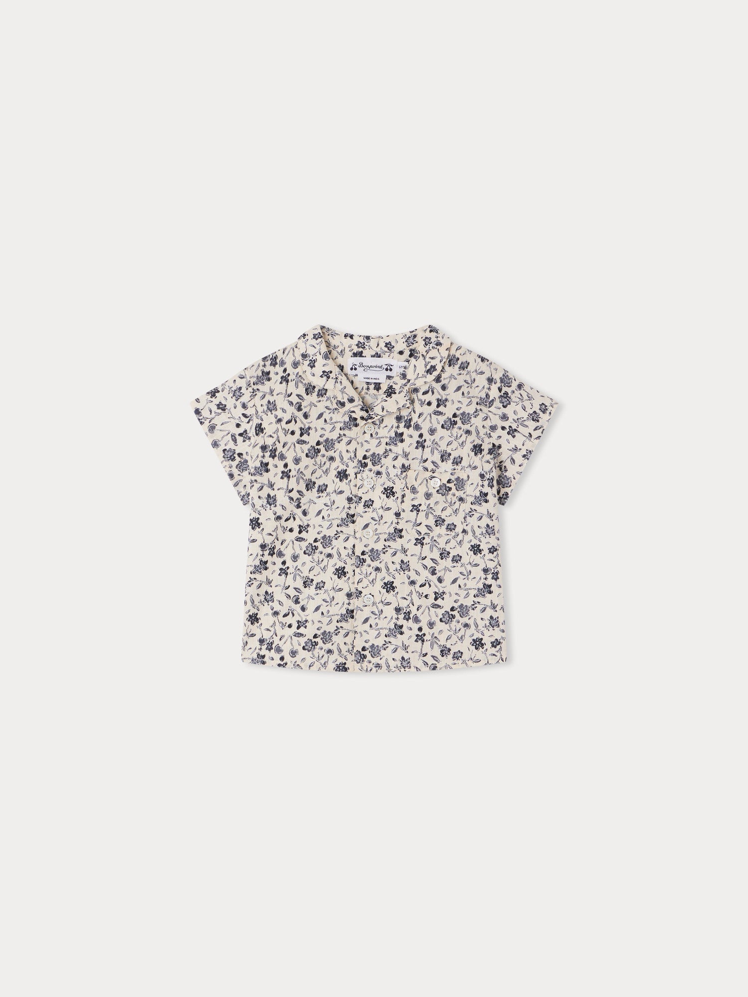 Baby Boys Grey Floral Cotton Shirt