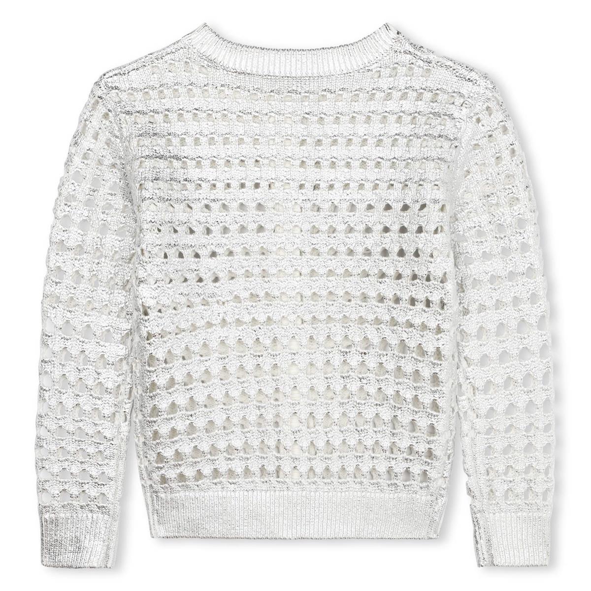 Girls Silver Hollow Cotton Cardigan