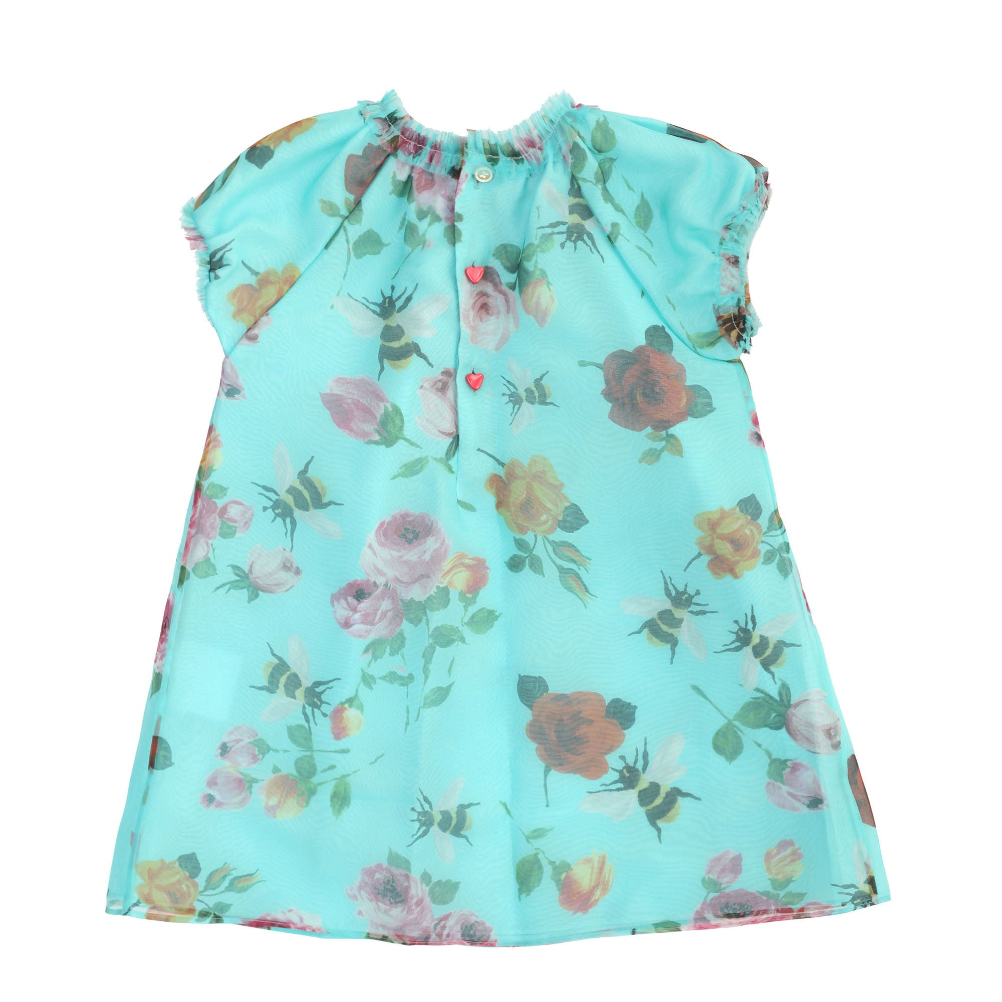 Baby Girls Sky Blue Dress With Flower Print Trims - CÉMAROSE | Children's Fashion Store - 2