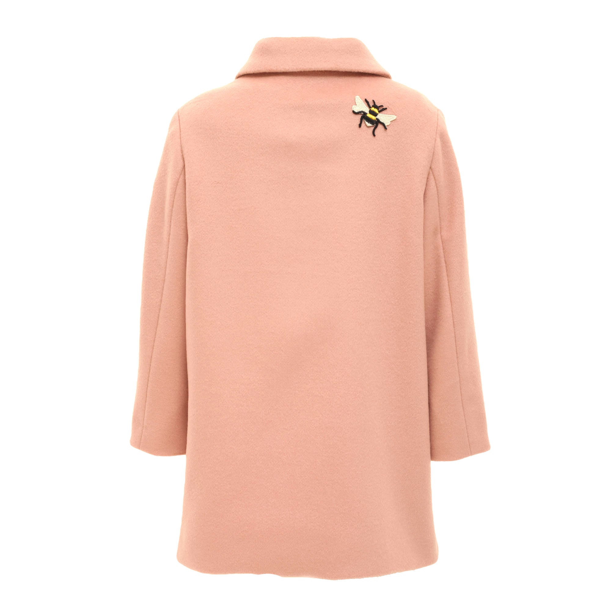 Baby Girls Pink Wool Coat With Embroidered Flower Trims - CÉMAROSE | Children's Fashion Store - 2