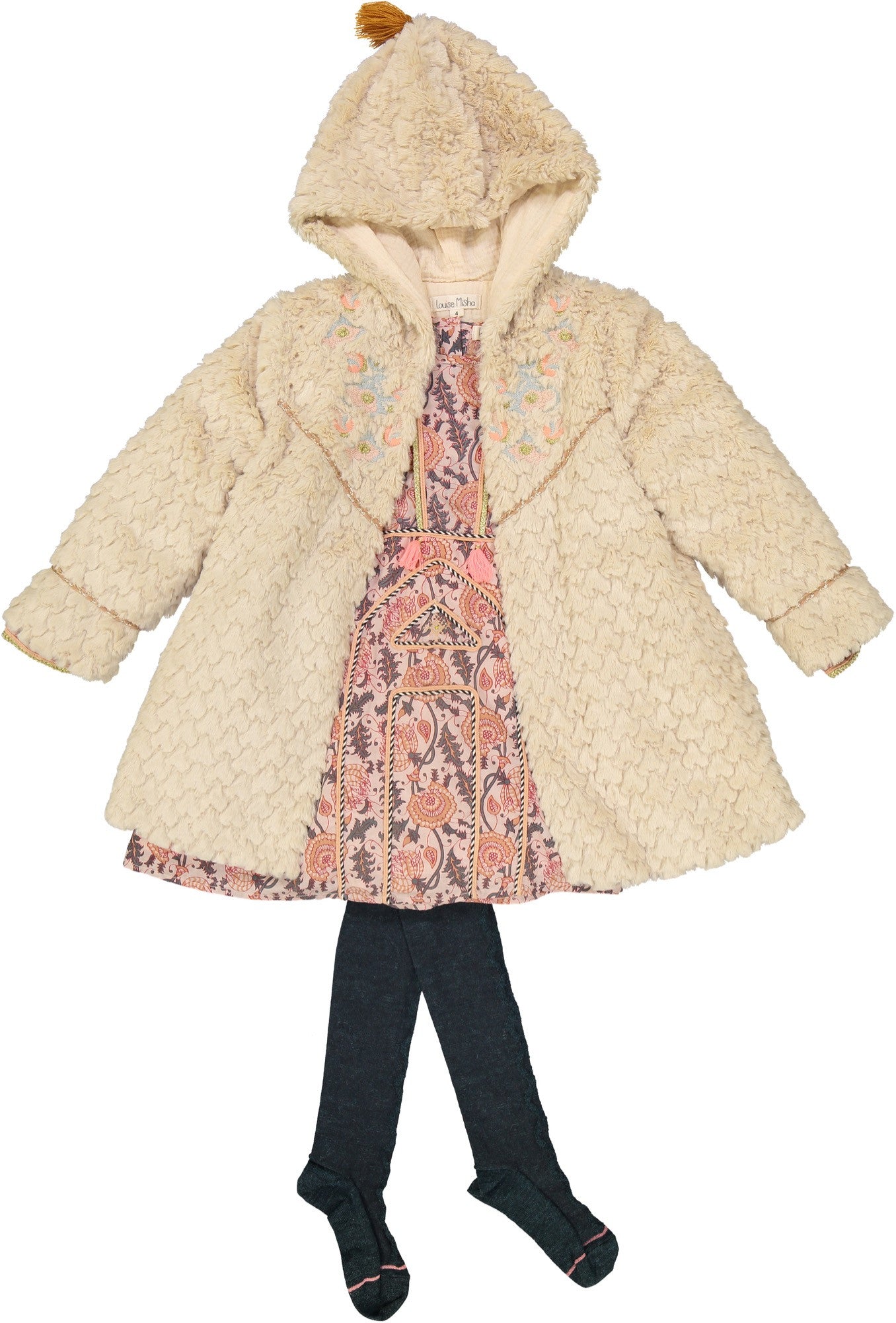 Girls Pink Flower Printed Trims Cotton 'Roshy' Dress - CÉMAROSE | Children's Fashion Store - 4